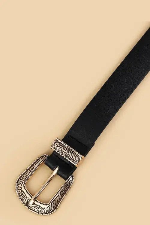 Leather Black Color PU Leather Belt Size ONE SIZE - 2 Thumbnail