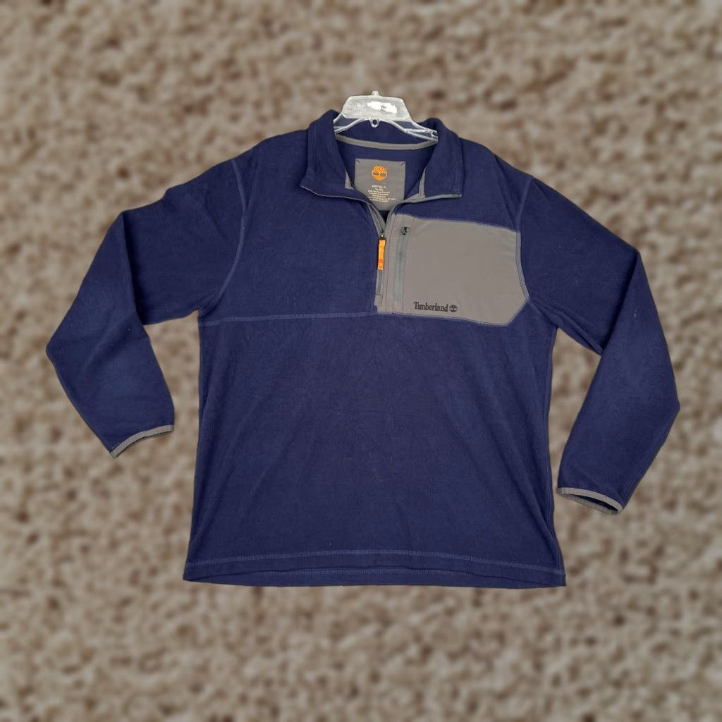 Timberland TIMBERLAND Fleece Pullover Mens XL Blue Quarter Zip Chest Pocket Logo Outdoor Sweatshirt Size US XL / EU 56 / 4 - 1 Thumbnail
