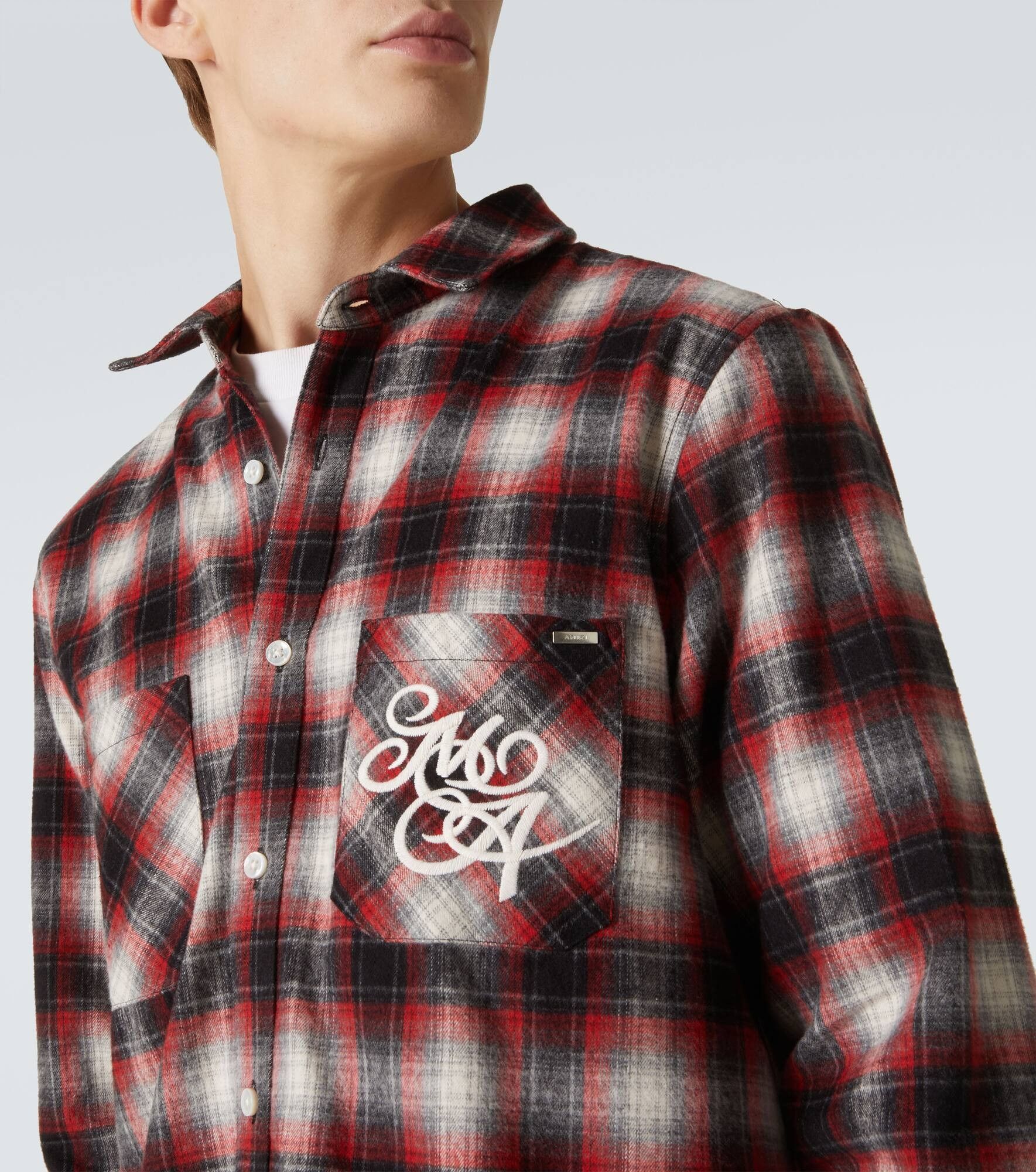 Amiri o1orln1025 Swirl Checked Cotton Flannel Shirt in Multicolor Size US M / EU 48-50 / 2 - 6 Thumbnail