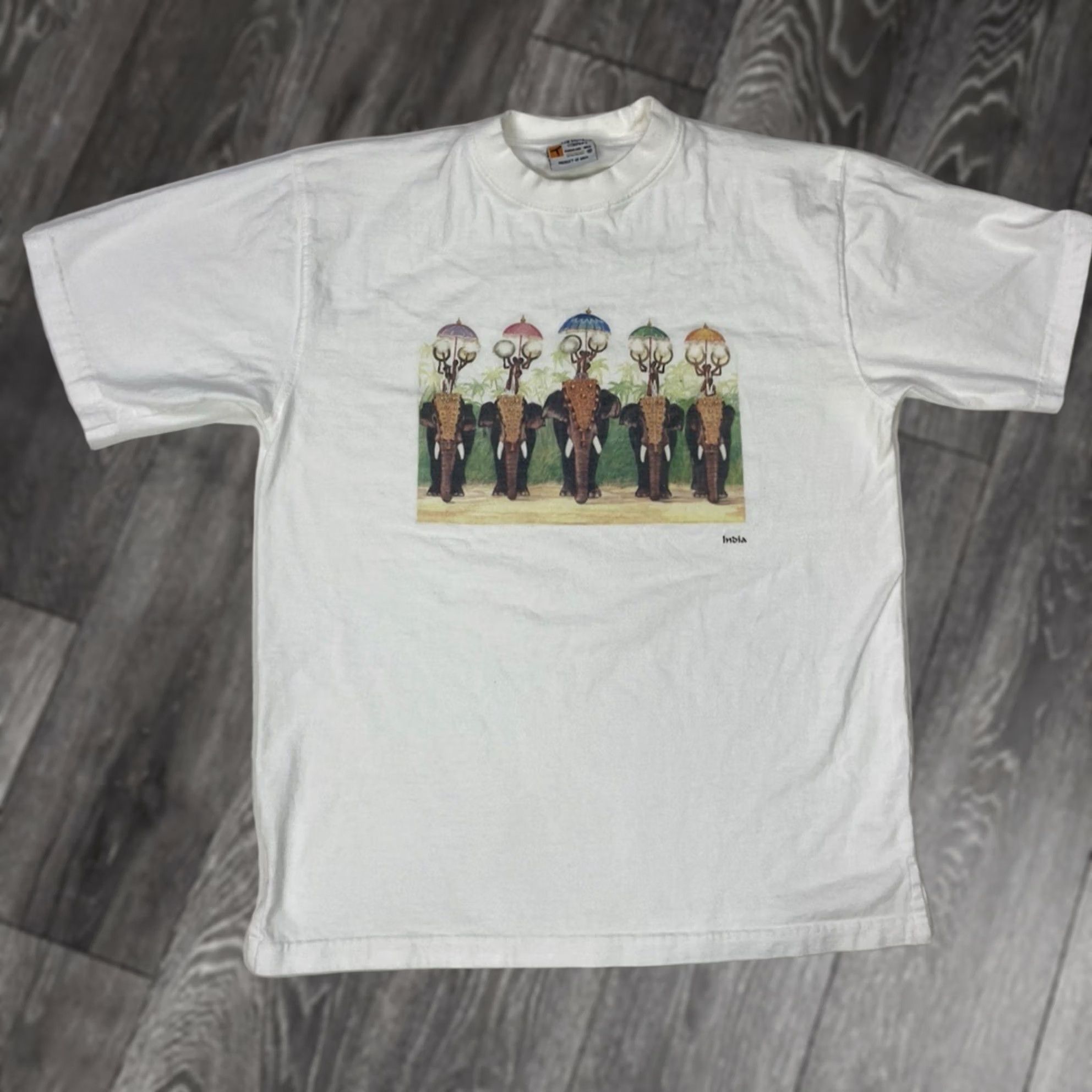 Vintage Vintage India Elephant Graphic Shirt Mens Medium White Short Sleeve Size US M / EU 48-50 / 2 - 1 Thumbnail