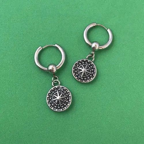 VIBE 925 Silver Plated Sun Dangle Drop Earrings for Men Women Size ONE SIZE - 4 Thumbnail