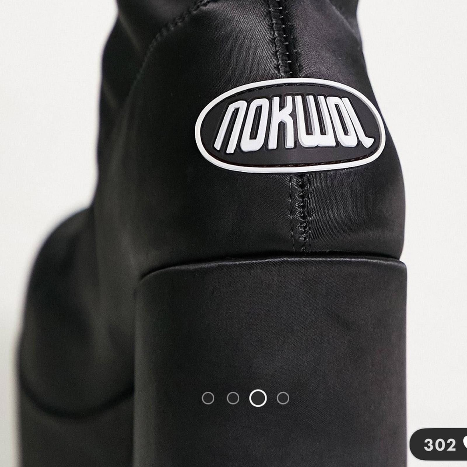 Other NOKWOL / Ellie platform ankle boots in satin / black Size US 7 / IT 37 - 2 Thumbnail