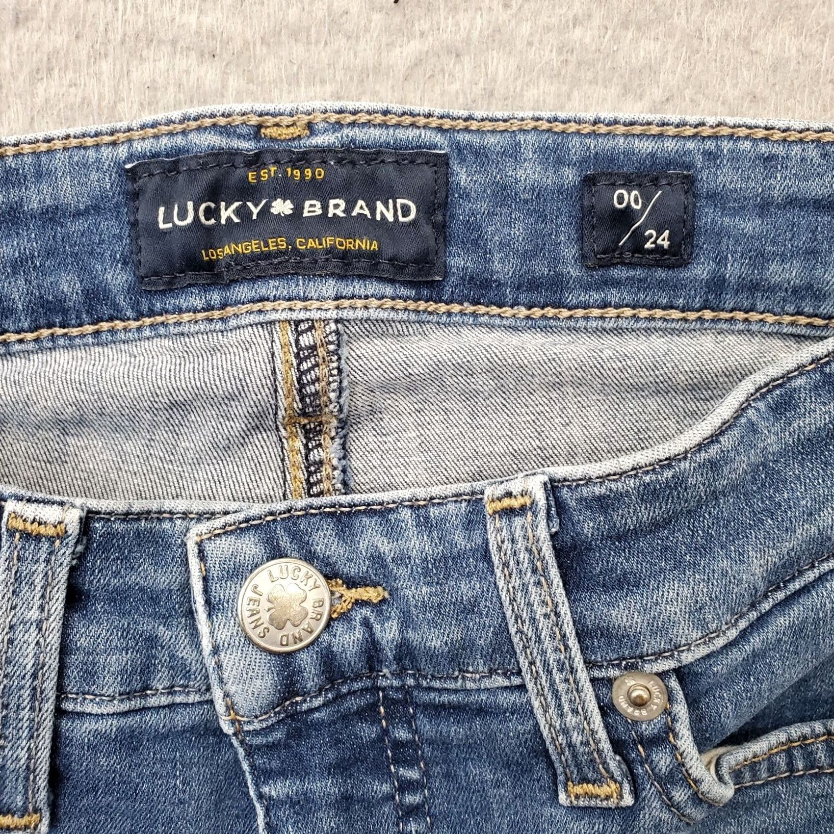 Lucky Brand Lucky Brand Skinny Jeans Women's 00/24 Blue Denim Cotton Distressed Frayed Hem Jeans Size 24" / US 00 / IT 34 - 7 Thumbnail