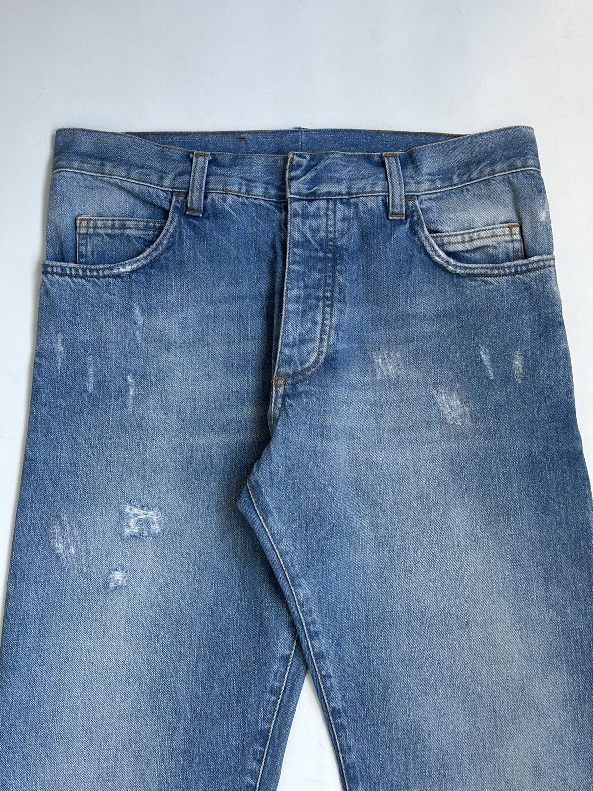 Balmain BALMAIN Decarnin FW 2011 Distressed Biker Denim Jeans Kanye Size US 30 / EU 46 - 10 Thumbnail