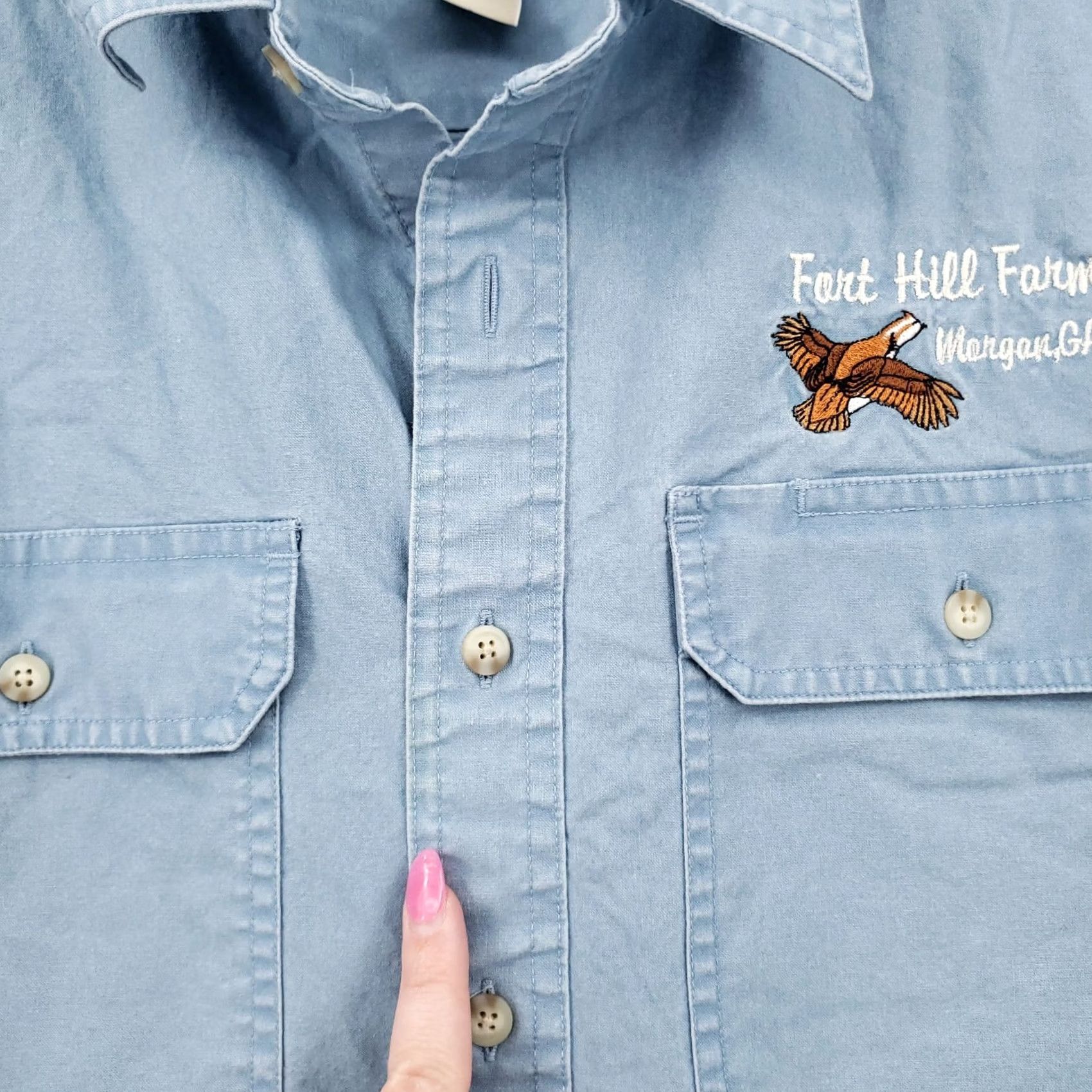 Vintage L.L. Bean Button-Up Shirt Mens M Blue Front Hill Farms Long Sleeve Collared Size US M / EU 48-50 / 2 - 4 Thumbnail