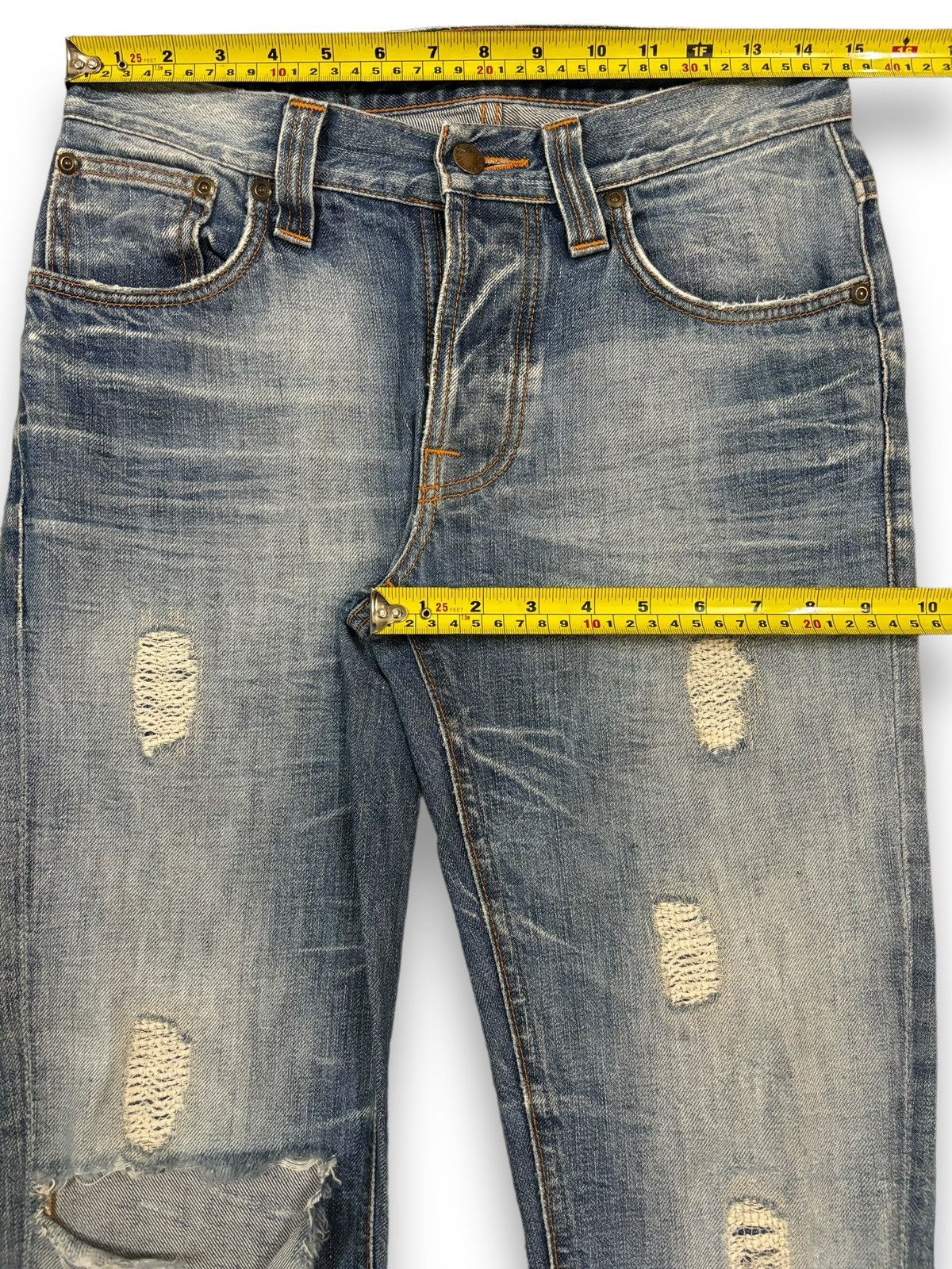 Nudie Jeans Vintage Nudie Whiskers Blue Washed Distressed Grunge Jeans Size US 29 - 15 Thumbnail
