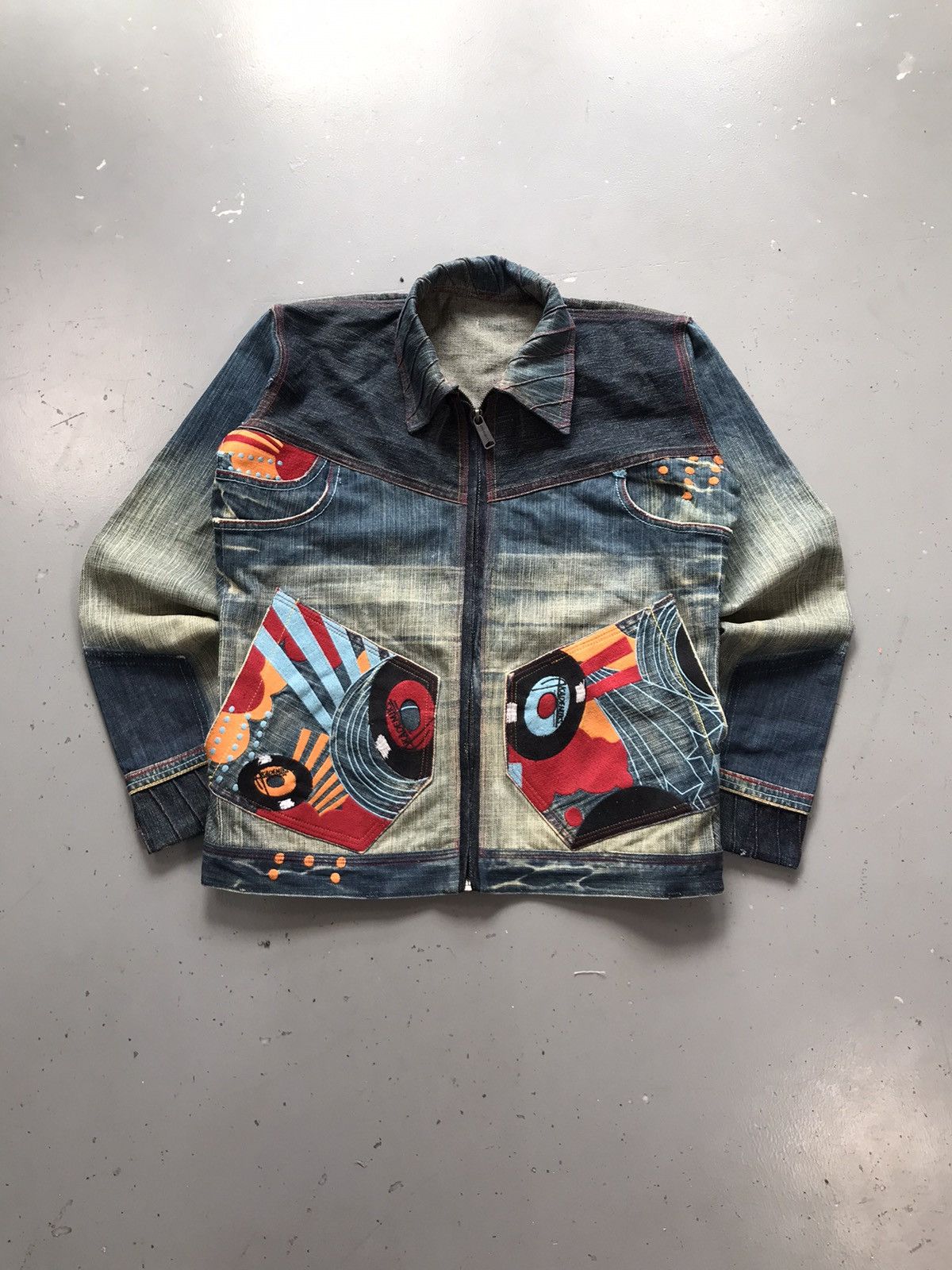 Designer × Vintage Vintage custom crazy patterns embroidered denim jacket Size US XXS / EU 40 - 1 Thumbnail