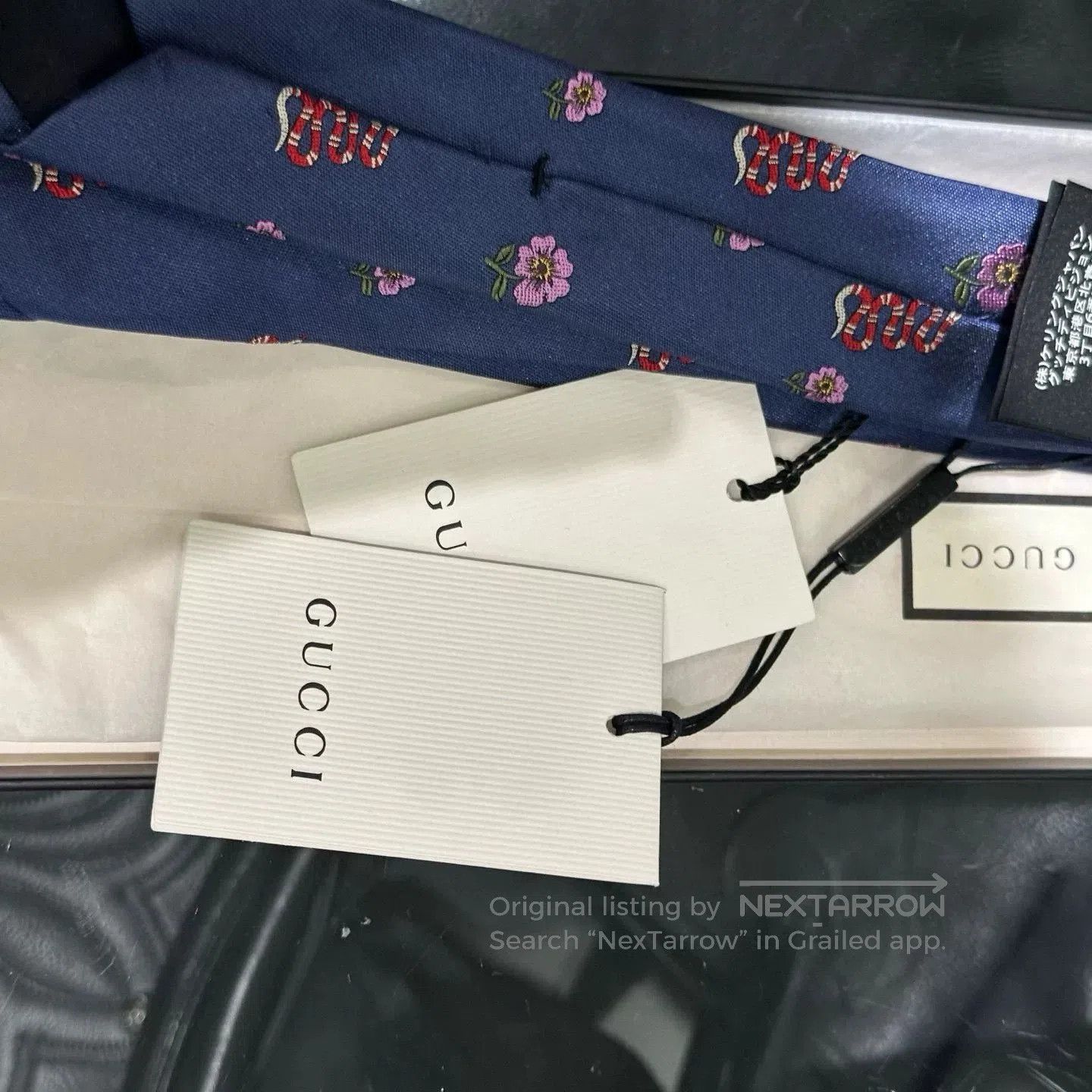 Gucci Gucci Snake Year Small Flower Blue Tie. Size ONE SIZE - 4 Thumbnail