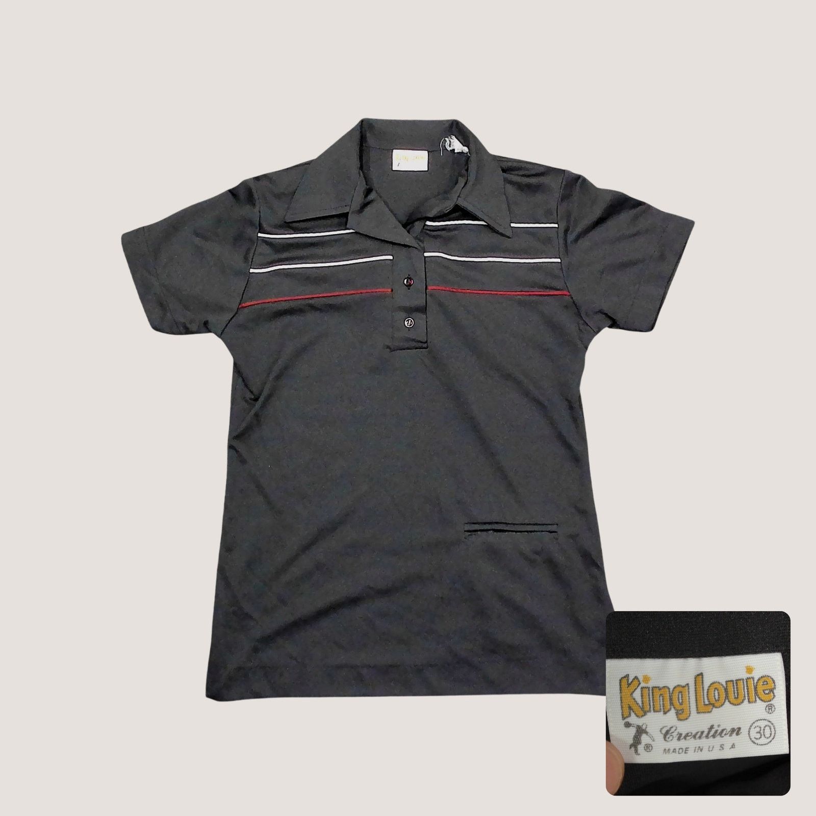 Vintage King Louie 1970s Single Stitch Corporate Realty Bowling Polo Size M / US 6-8 / IT 42-44 - 1 Thumbnail