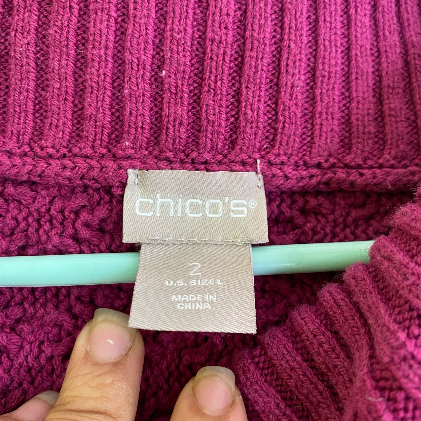 Chicos Chicos Mixed-Stitch Cowl-Neck Pullover Purple Womens Size L Size L / US 10 / IT 46 - 4 Thumbnail