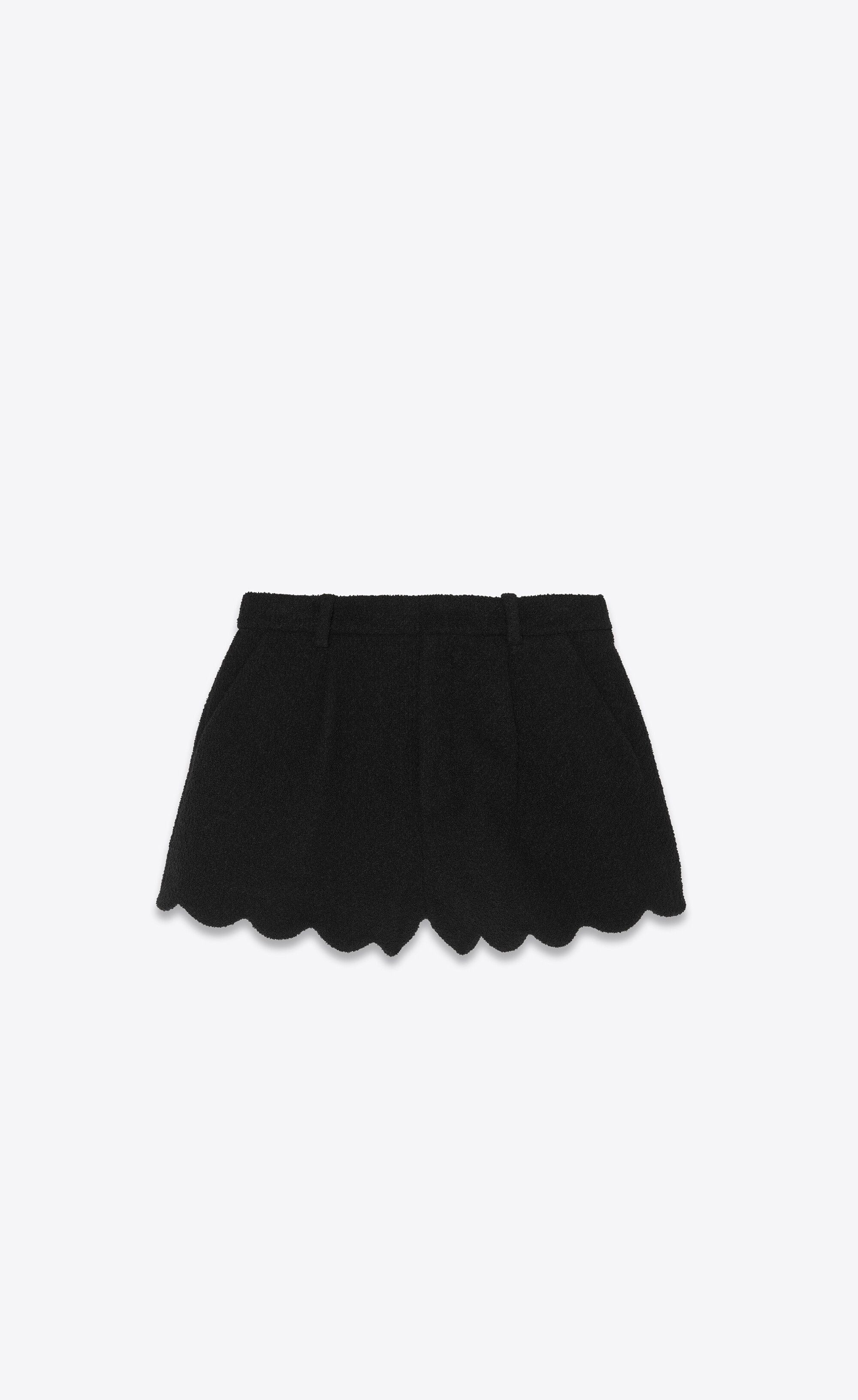 Saint Laurent Paris o1s1wg110425 686695 Mini Shorts in Bouclé Tweed in Black Size 26" / US 2 / IT 38 - 1 Thumbnail
