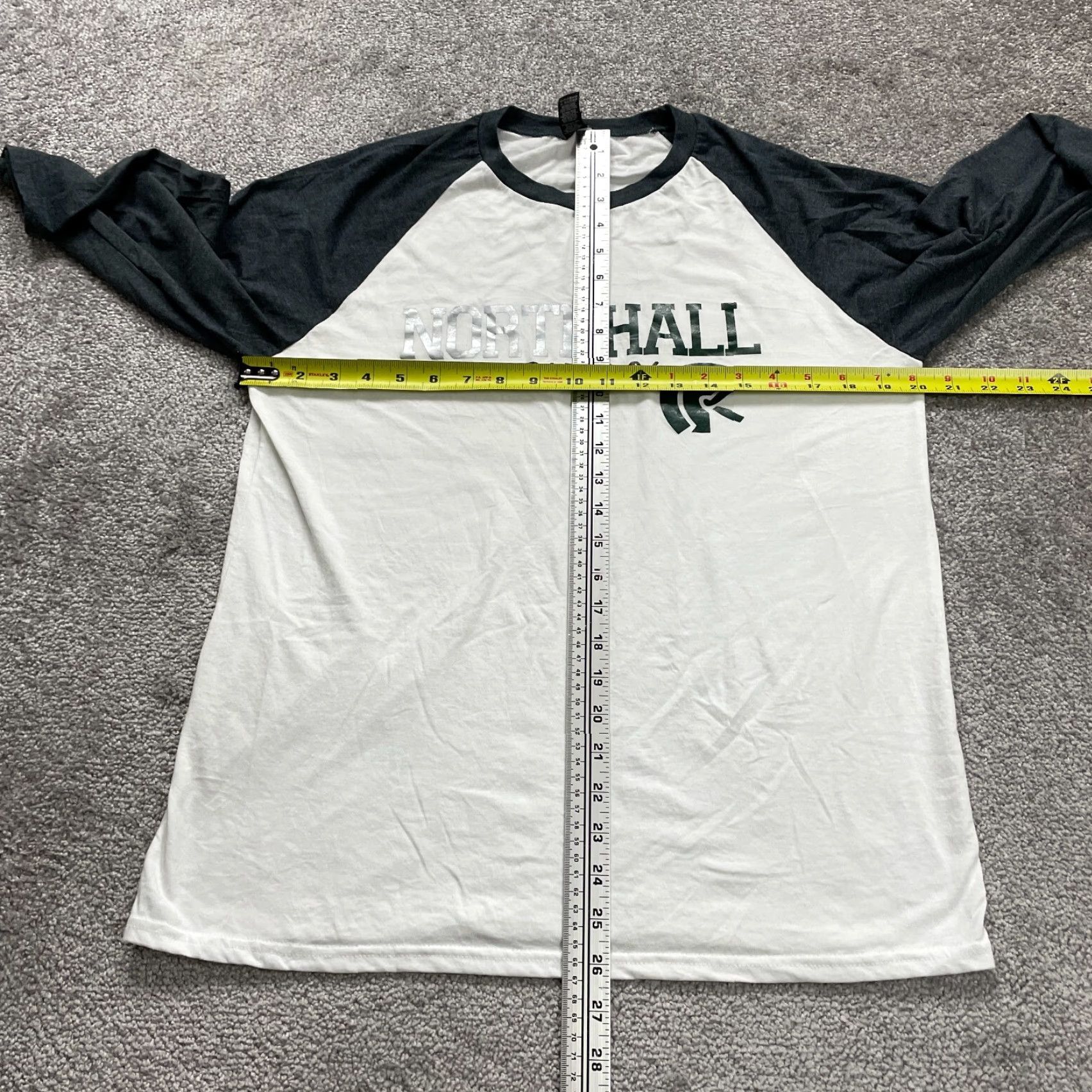 Anvil Anvil Graphic Tri Blend Tee Mens Medium White Black Raglan Long Sleeve Crew Neck Shirt Size US M / EU 48-50 / 2 - 7 Thumbnail