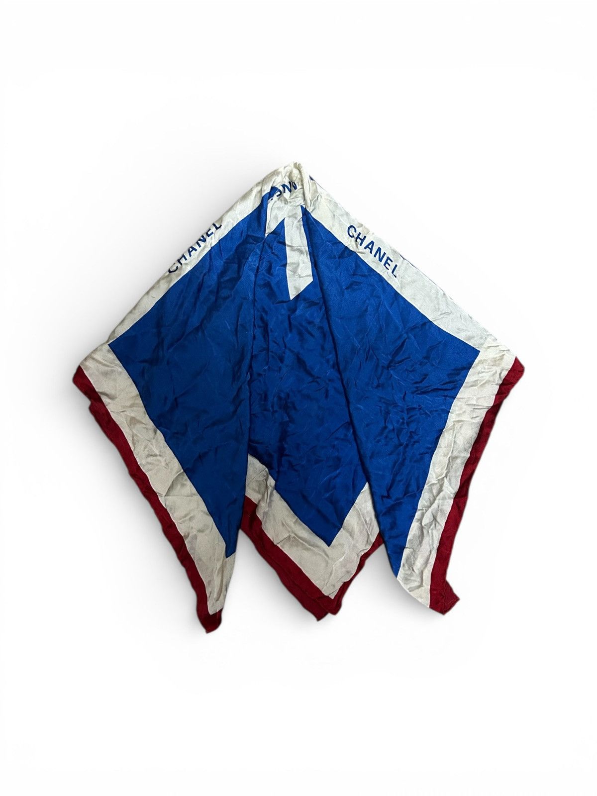 Chanel 90s Geometric Logo Print Red/White/Blue Silk Scarf Size ONE SIZE - 3 Thumbnail