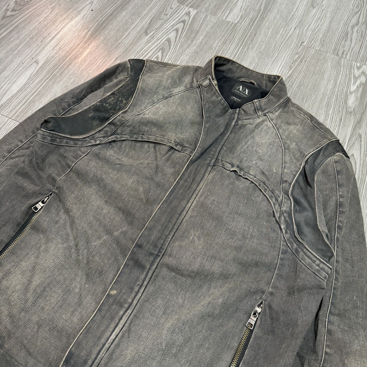 Armani Exchange Armani Exchange Washed Biker Jacket Size US M / EU 48-50 / 2 - 2 Thumbnail