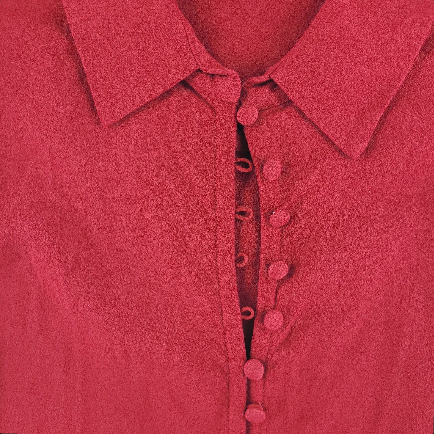 Soft Surroundings Soft Surroundings Blouse Shirt Womens Size 3X Burgundy Red Rayon Button Collared Long Sleeve Ruffle Cuffs Size XXL / US 16-18 / IT 52-54 - 5 Thumbnail
