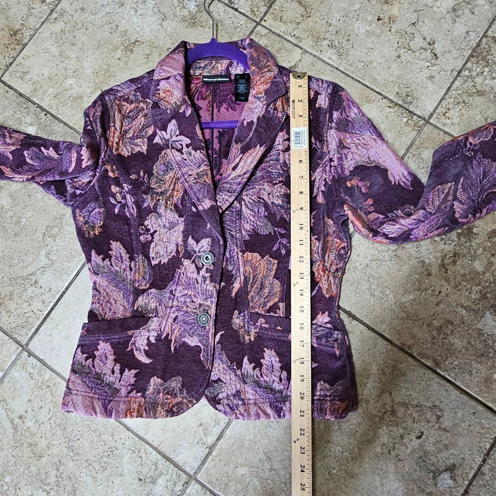 DKNY DKNY Womens Purple/Pink Brocade Tapestry Floral Jacket Small Size S / US 4 / IT 40 - 10 Thumbnail