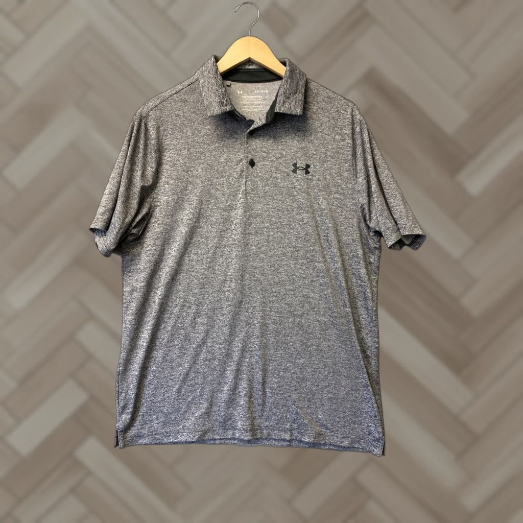 Under Armour VINTAGE Under Armour The Playoff Polo Shirt Men Large Charcoal Gray Heather Short Sleeve Geometric 90s Size US L / EU 52-54 / 3 - 1 Thumbnail