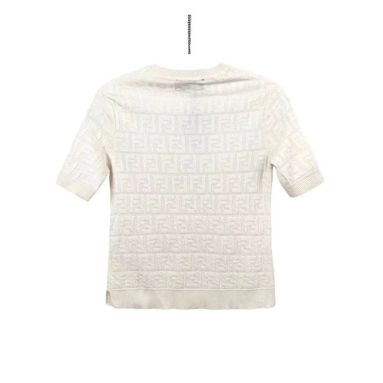 Fendi Fendi White old flower knitted short sleeves Size US XXS / EU 40 - 2 Thumbnail