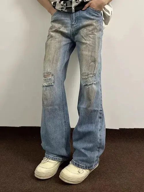 Jean Street Hip Hop Dirty Dye Ripped Vintage Y2K Jeans Size US 32 / EU 48 - 7 Thumbnail