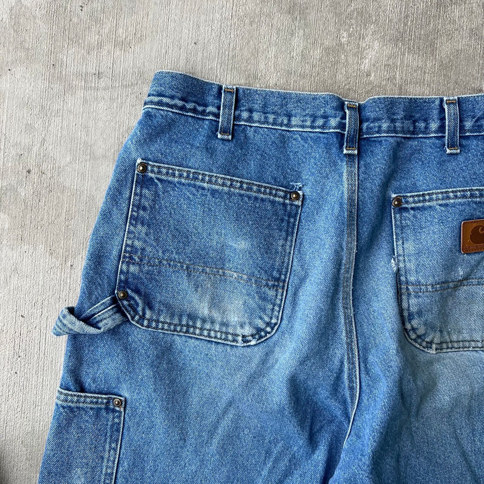 Carhartt × Vintage Carhartt blue denim jeans double knee work carpenter pants Size US 33 - 11 Thumbnail
