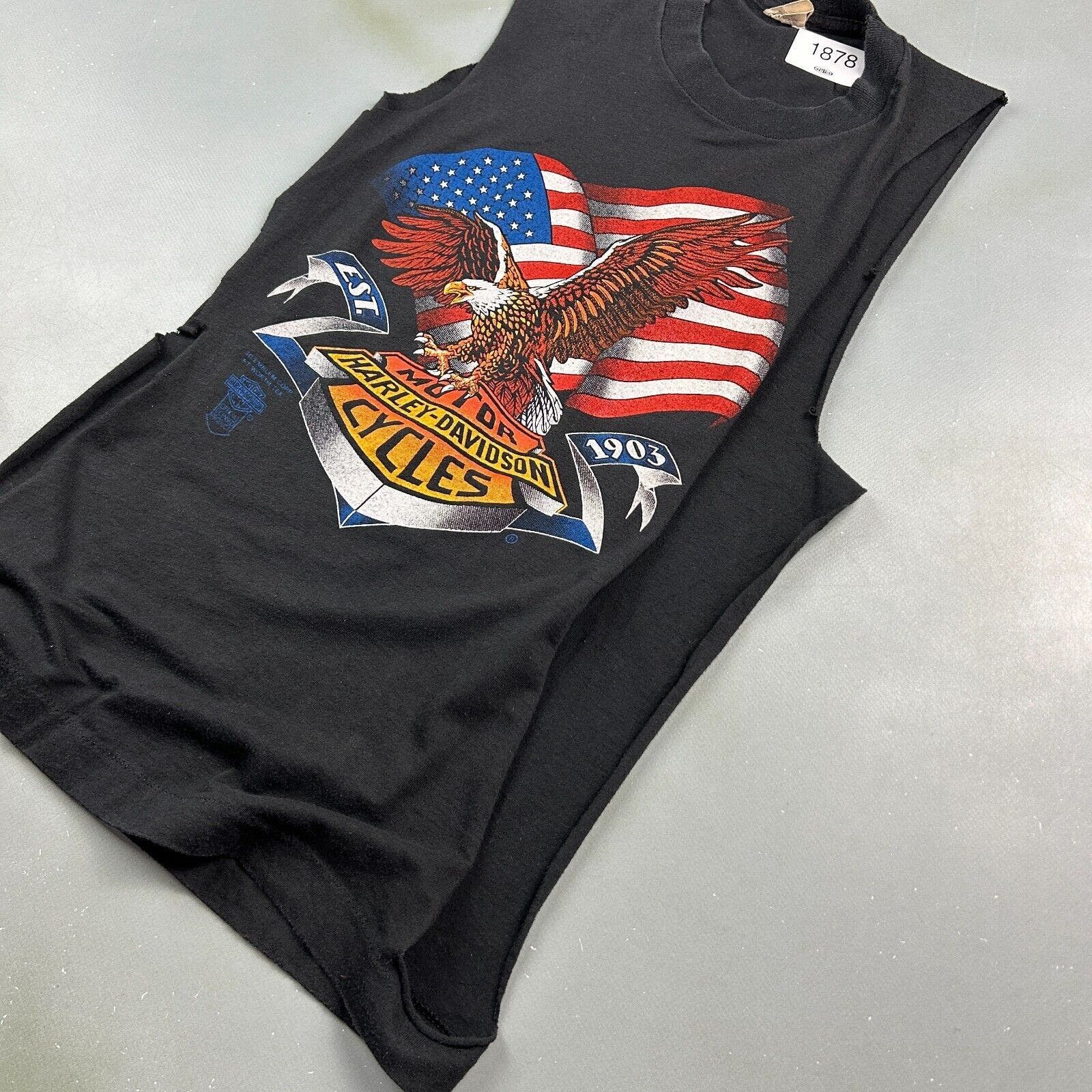 Harley Davidson VINTAGE 90s | Harley Davidson 3D Emblem Sleeveless T-Shirt S Size US S / EU 44-46 / 1 - 6 Thumbnail