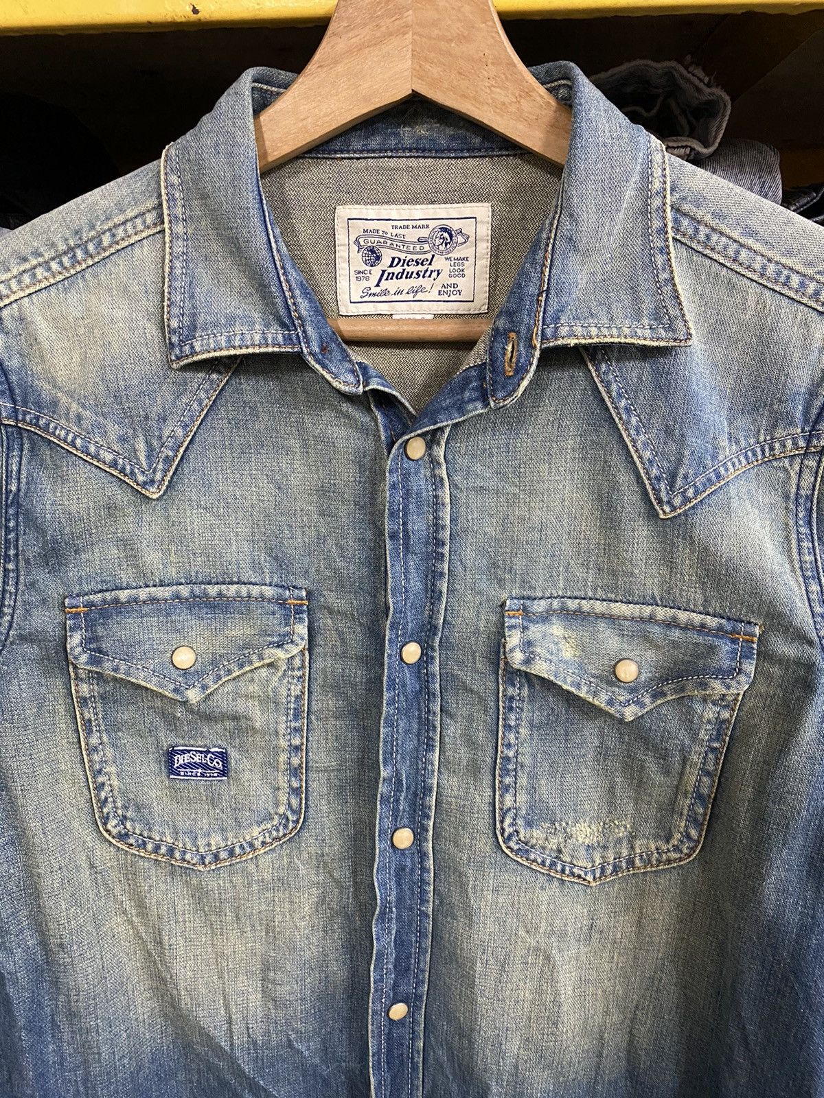 Diesel × If Six Was Nine × Le Grande Bleu (L.G.B.) Diesel Mud Rusty Distressed Western Denim Stone Snap Button Size US S / EU 44-46 / 1 - 4 Thumbnail