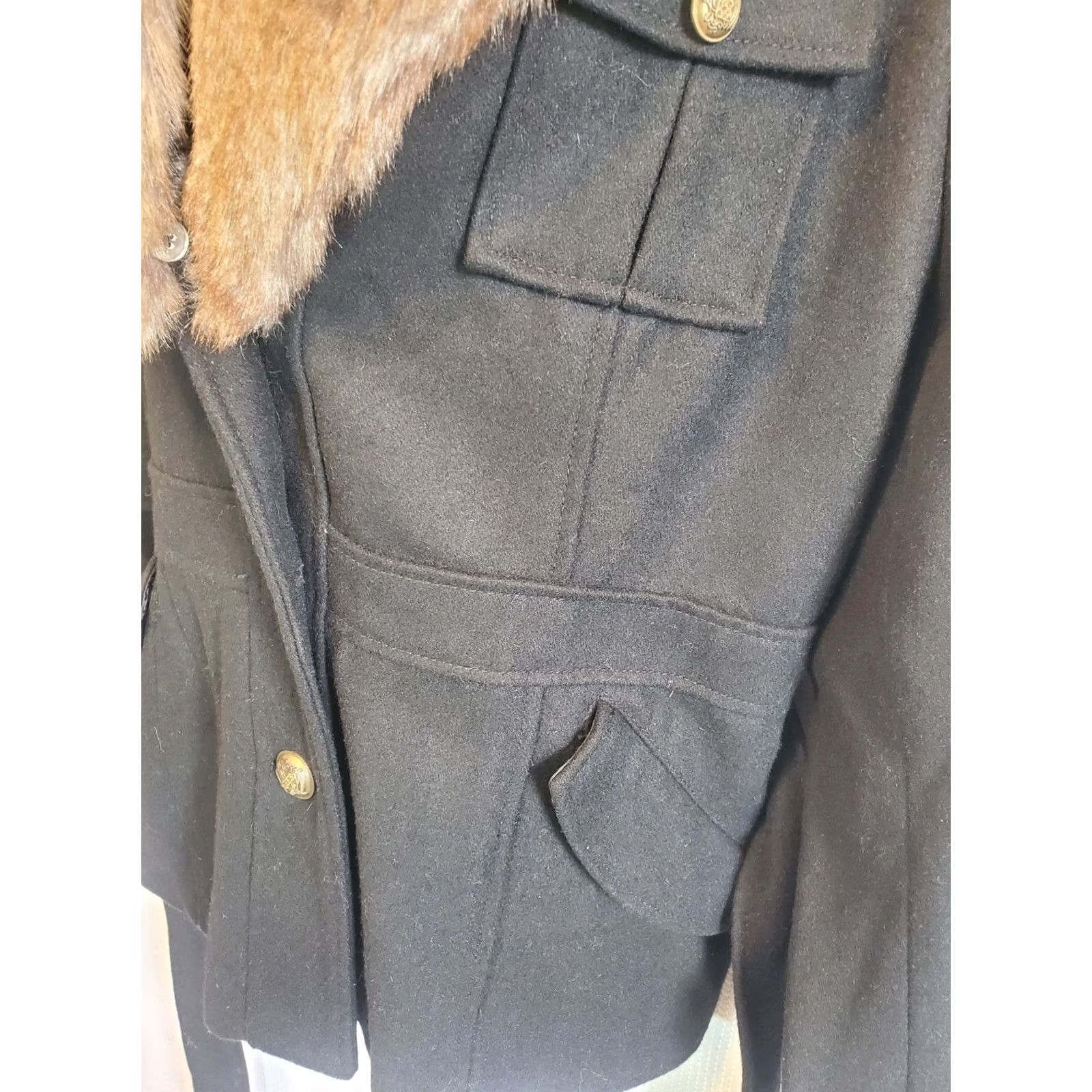 Mossimo VINTAGE MOSSIMO Peacoat XL Womens Y2K Wool Removeable Fur Collar Size XL / US 12-14 / IT 48-50 - 3 Thumbnail