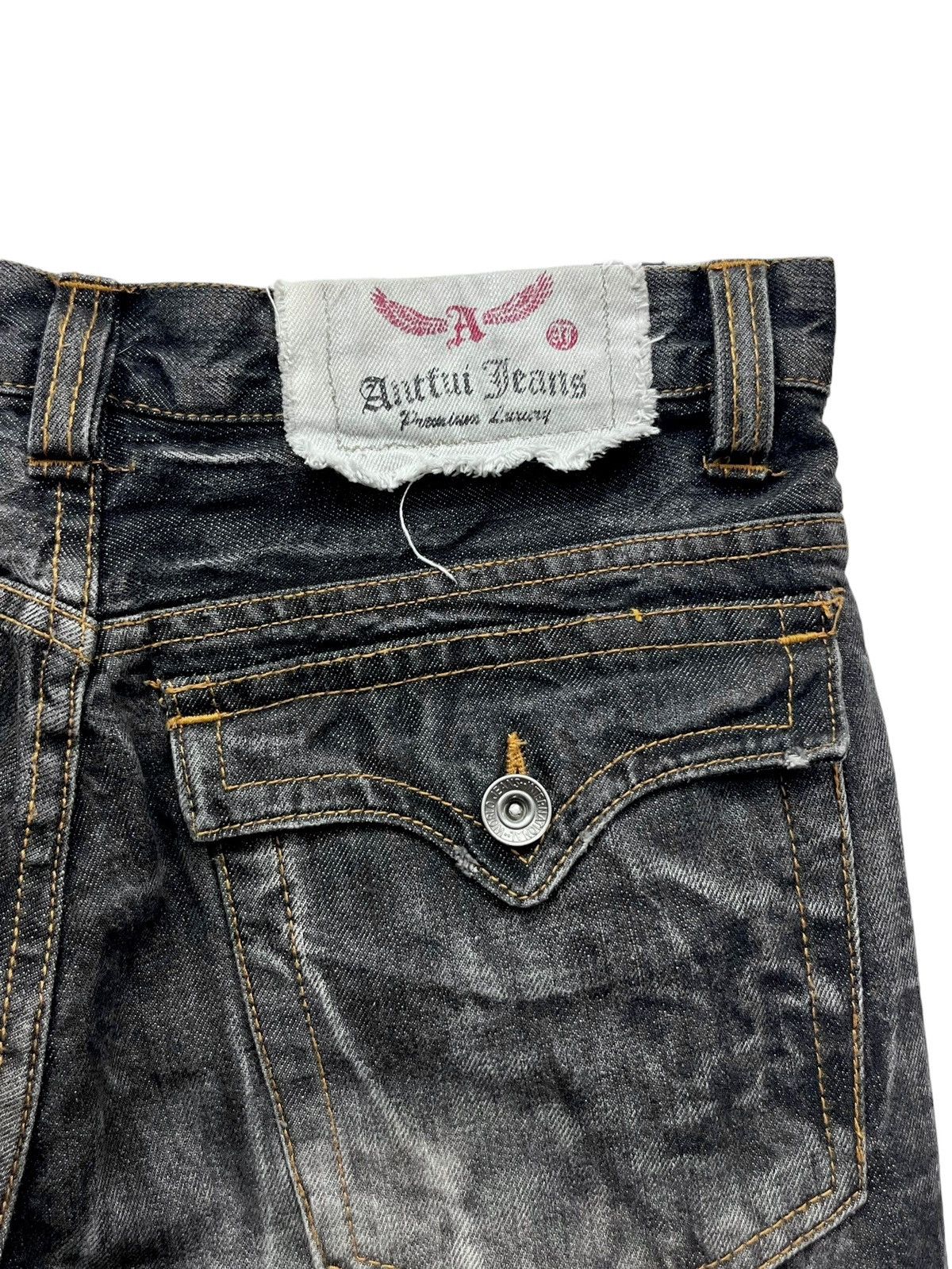 Japanese Brand 🔥BLACK FLARE🔥ANTFUI Distressed Punk Whiskered Luxury Denim Size 31" - 11 Thumbnail