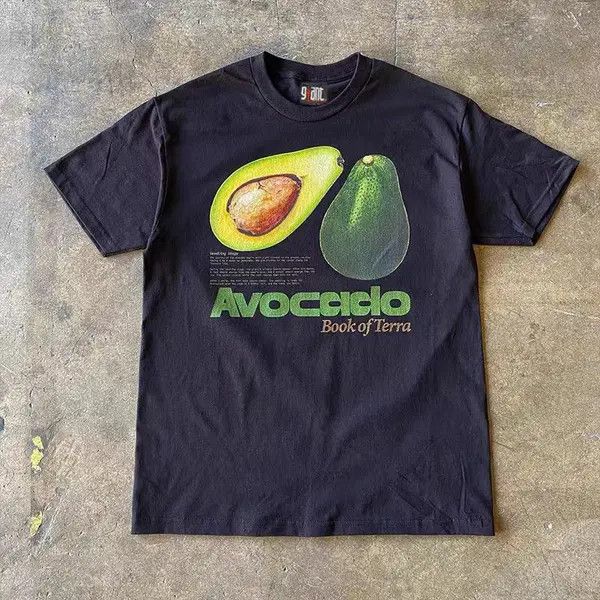 Japanese Brand Fuyuka x Hara Black casual retro avocado print cotton tee Size US L / EU 52-54 / 3 - 3 Thumbnail