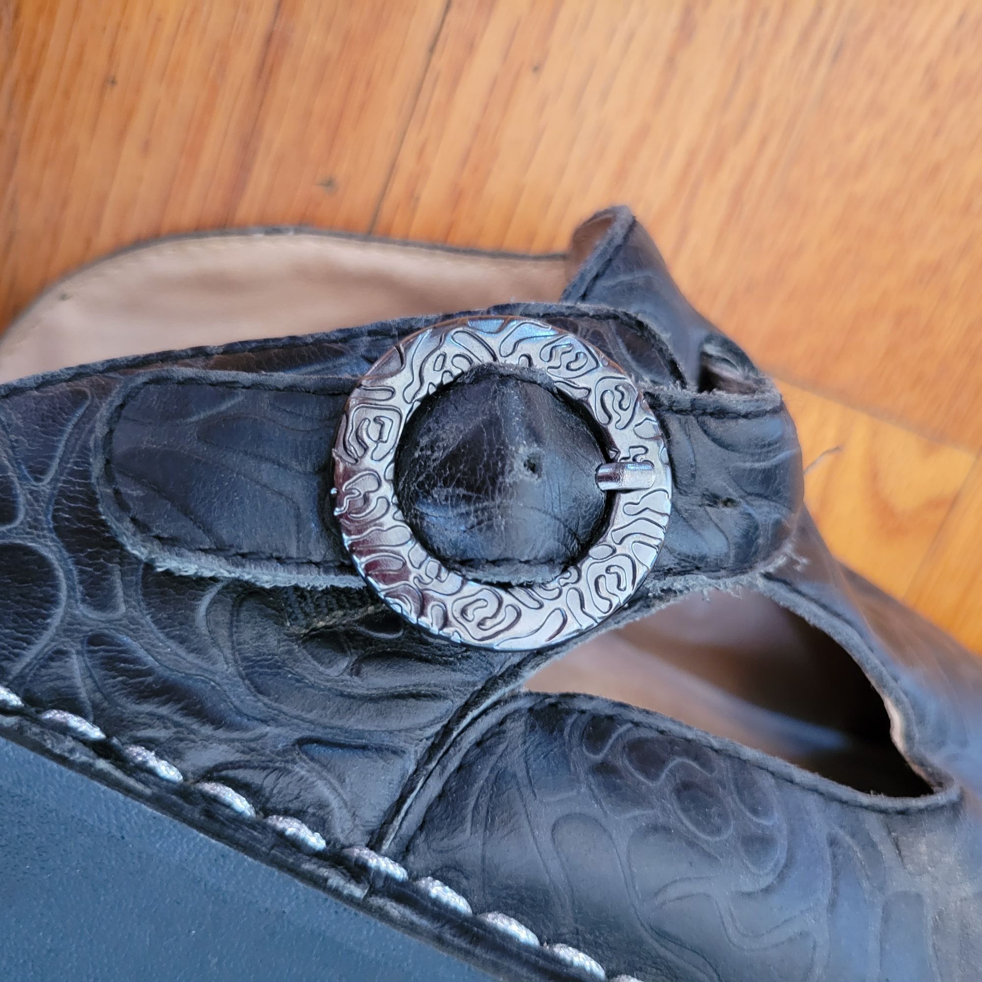 Vintage Alegria Leather Mules Buckle 37 Black Mary Janes ALG 531 Cla Size US 7 / IT 37 - 5 Thumbnail