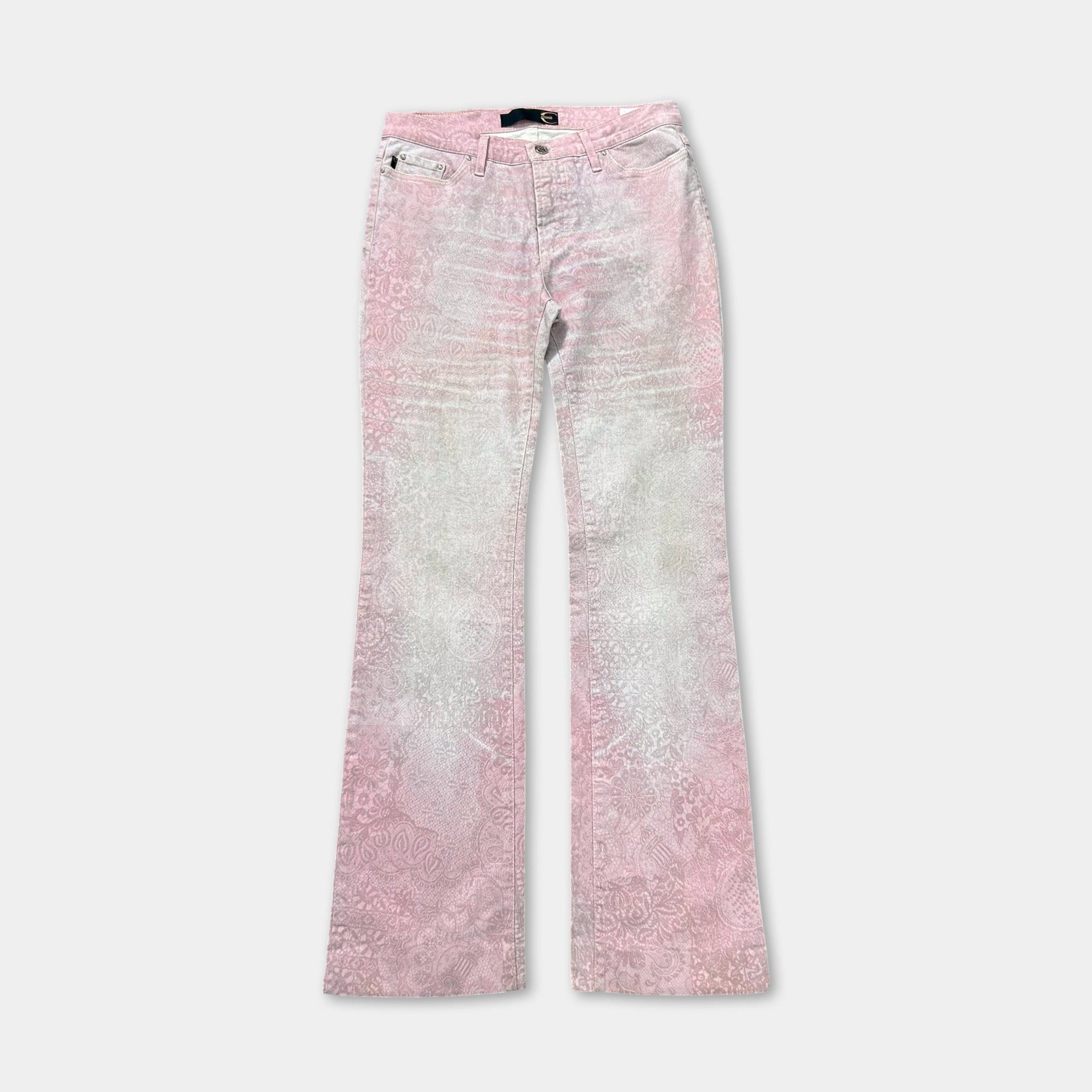Just Cavalli Just Cavalli 2000s Relief Floral Pink Pants Size 26" / US 2 / IT 38 - 1 Thumbnail