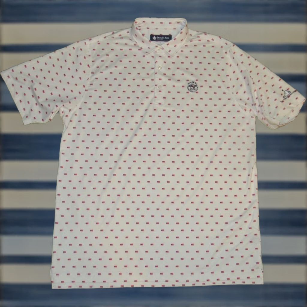 Vintage DONALD ROSS Performance Polo Shirt American Flag Print Roanoke Country Club XL White Mens Polo XL White American Flag Print Roanoke 1980s Mens Size US XL / EU 56 / 4 - 1 Thumbnail