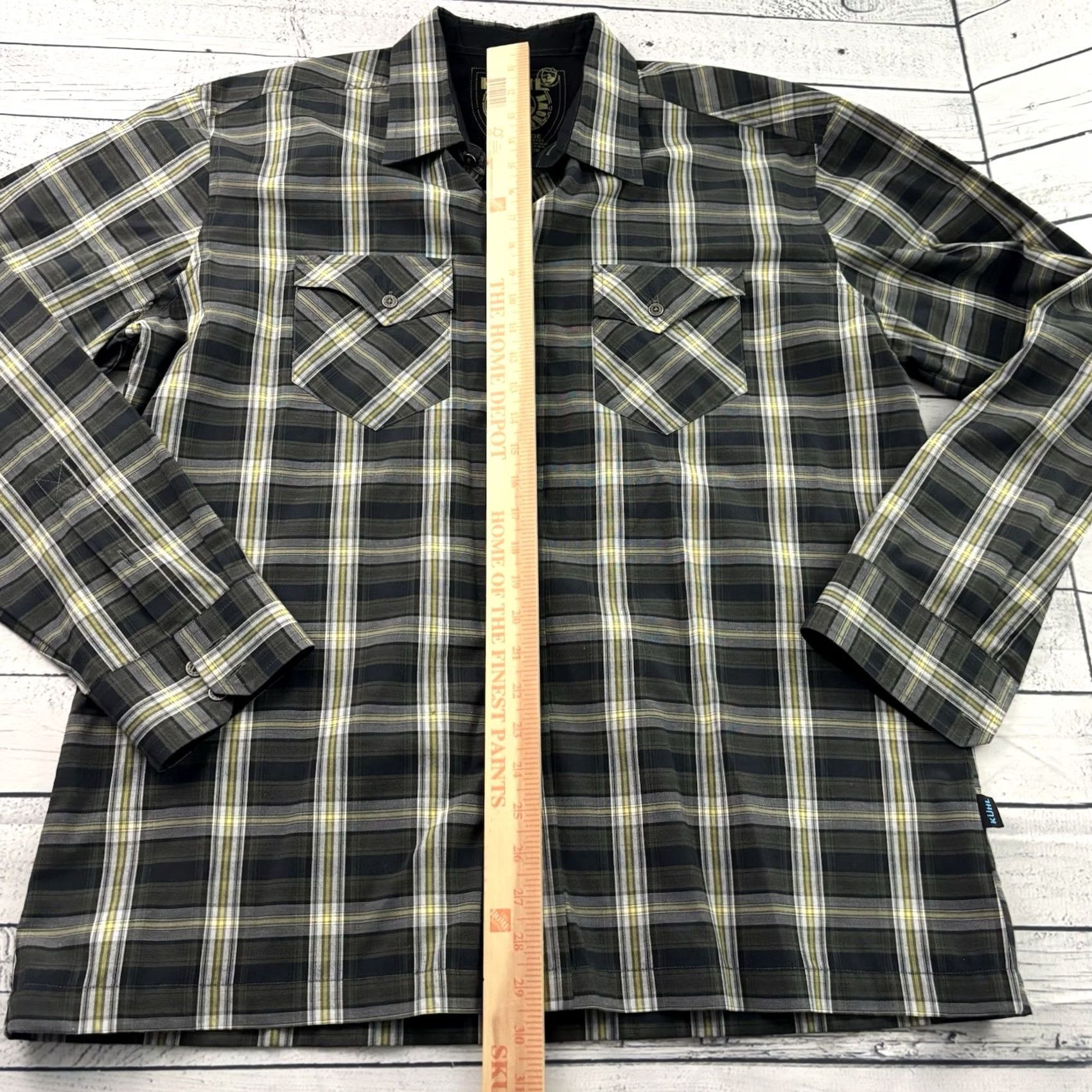 Vintage KUHL Long Sleeve Button-Up Shirt Men XL Gray Yellow Plaid Size US XL / EU 56 / 4 - 3 Thumbnail