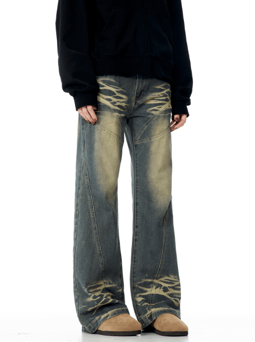Japanese Brand × Jean High street washed distressed retro wide-leg flared jeans Size US 32 / EU 48 - 3 Thumbnail