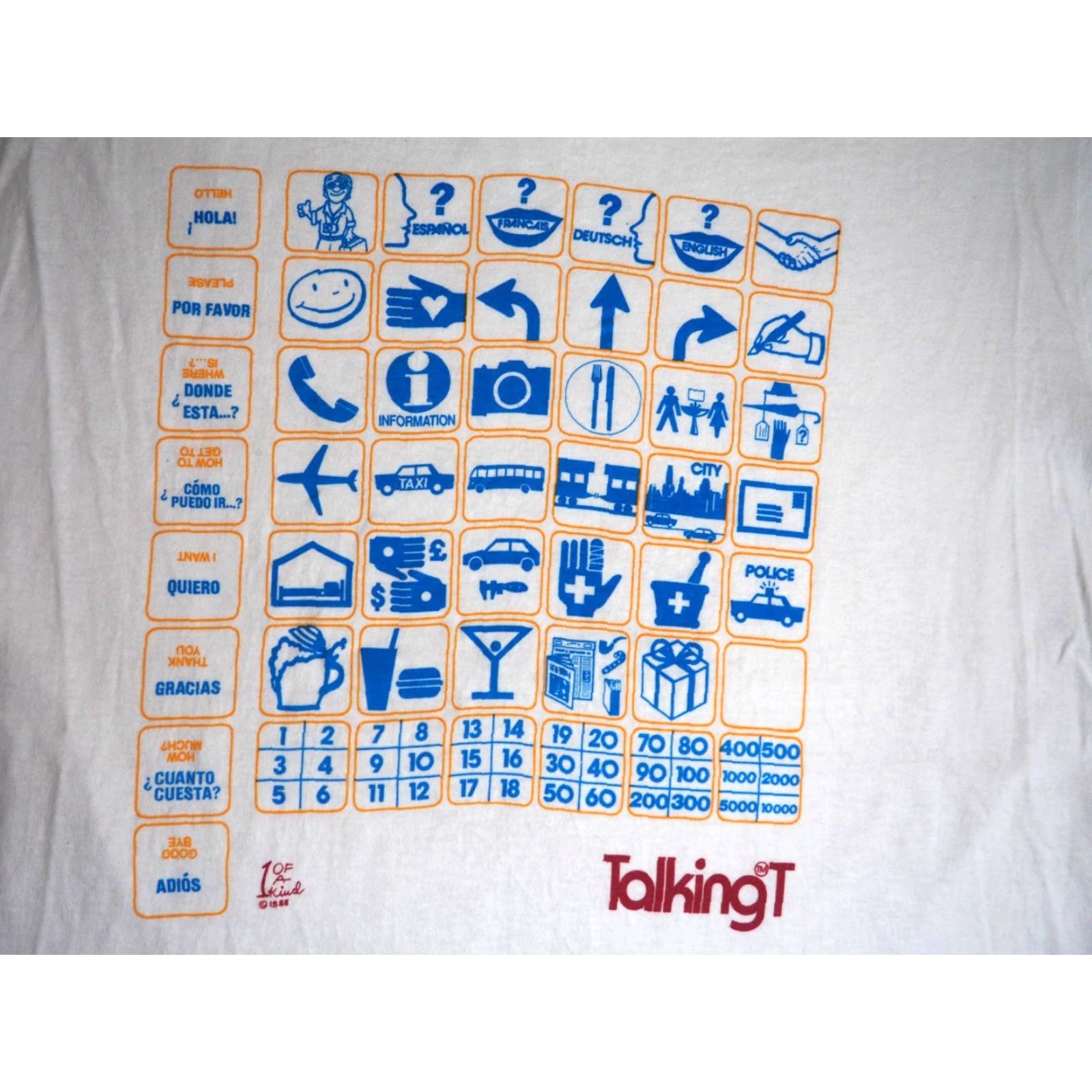 Fruit Of The Loom VTG 80s Fruit of the Loom Talking T Spanish Travel Art USA White Tee T-Shirt Mens L Size US L / EU 52-54 / 3 - 3 Thumbnail