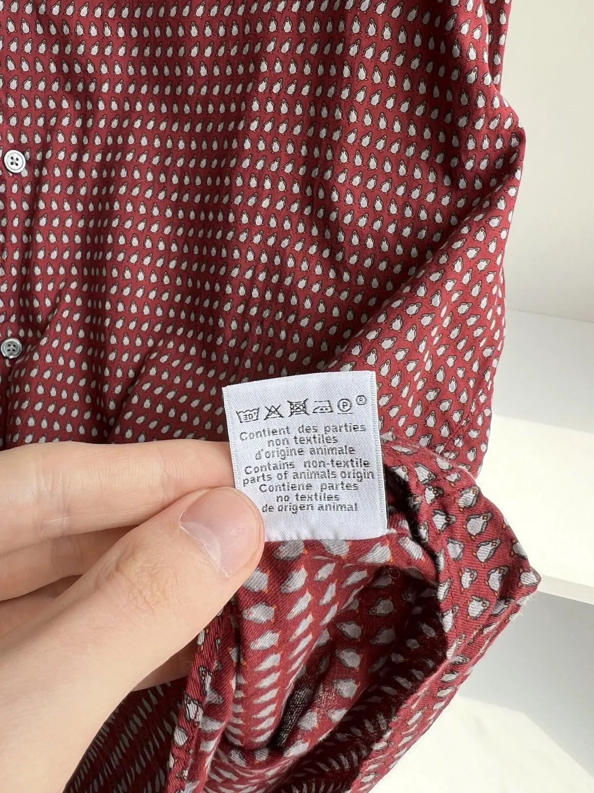 Designer × Hermes × Vintage Vintage Hermes Penguin Imprinted Fitted Coton Shirt Size US M / EU 48-50 / 2 - 11 Thumbnail