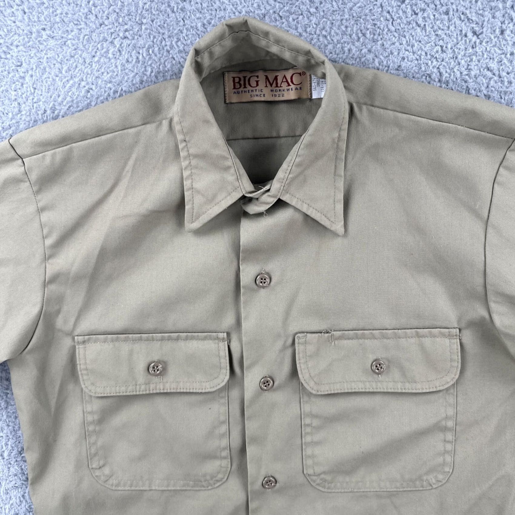 Vintage VINTAGE Big Mac Shirt Button Down Short Sleeve Beige Small Made In USA Work Wear 1970s Size US S / EU 44-46 / 1 - 4 Thumbnail