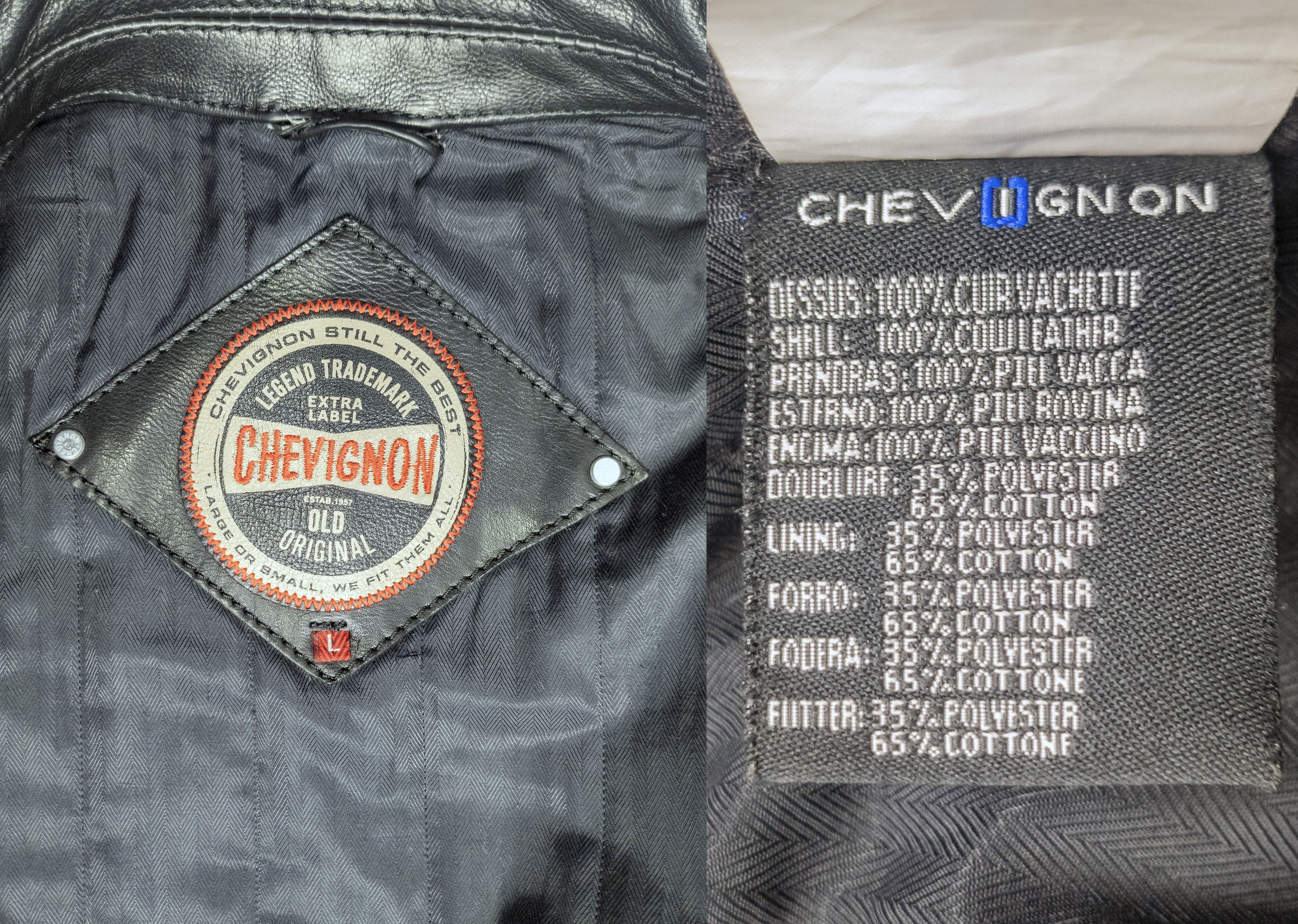 Chevignon Vintage Chevignon mens black leather jacket, Pilot size L Size US L / EU 52-54 / 3 - 12 Thumbnail