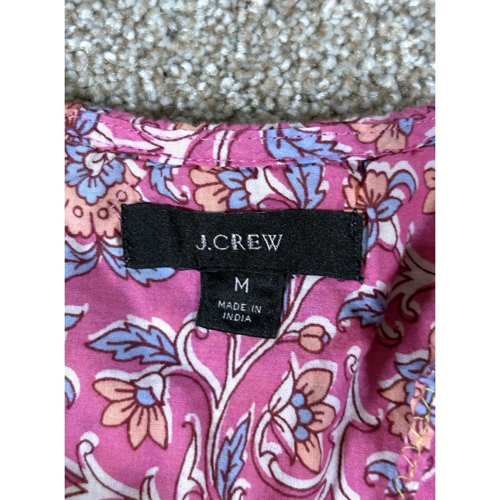 J.Crew J.CREW Blouse Pink Embroidered Floral Cotton Long Sleeve Boho V-Neck Womens M Size M / US 6-8 / IT 42-44 - 3 Thumbnail