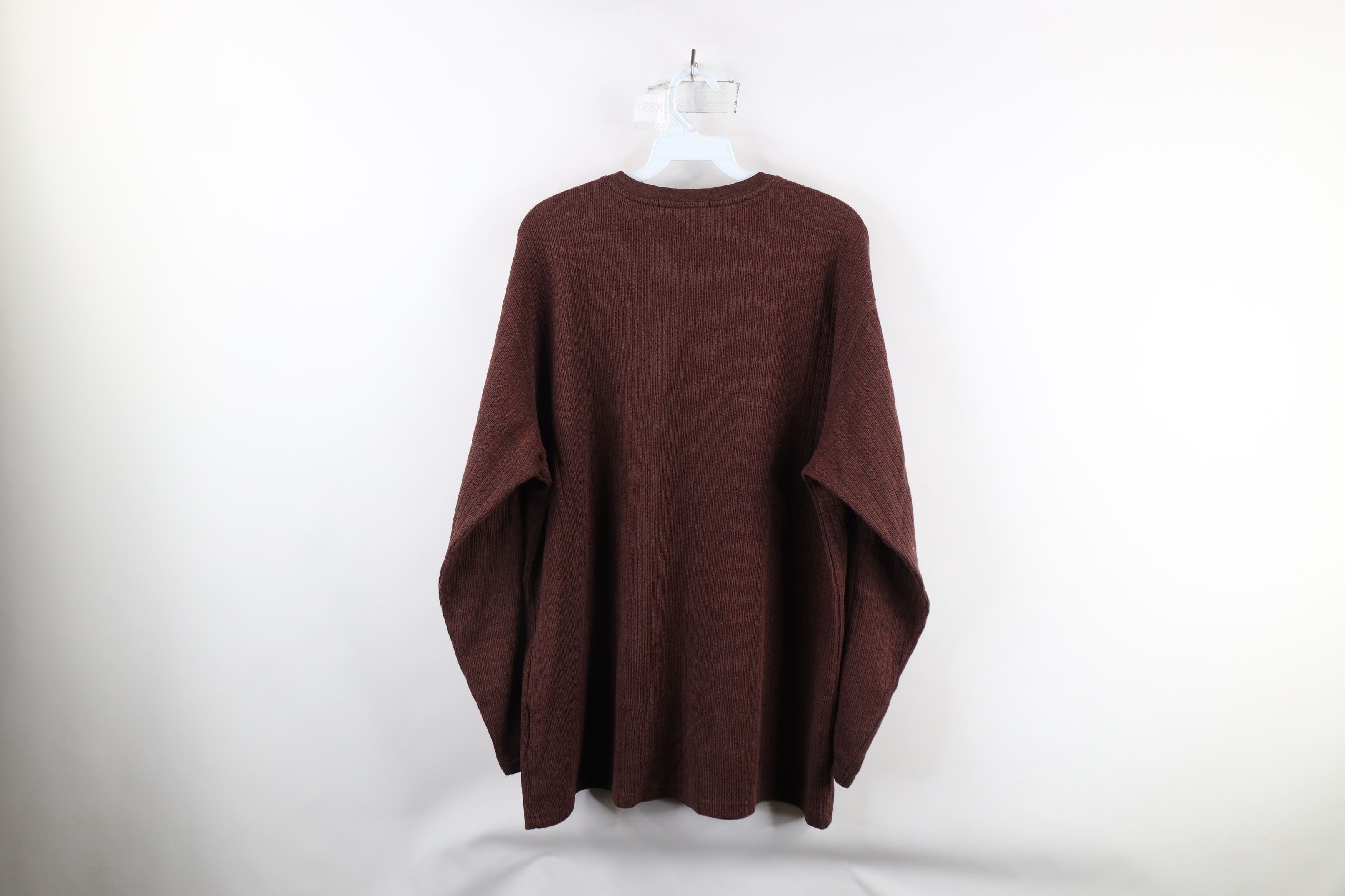 Vintage Vintage 90s Streetwear Ribbed Knit Long Sleeve T-Shirt Red Size US L / EU 52-54 / 3 - 11 Thumbnail