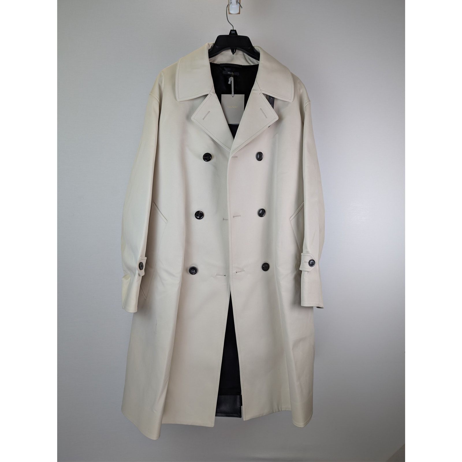 Tom Ford o1rshd1 CC20 Sportswear double-breasted leather coat White Size US M / EU 48-50 / 2 - 1 Thumbnail