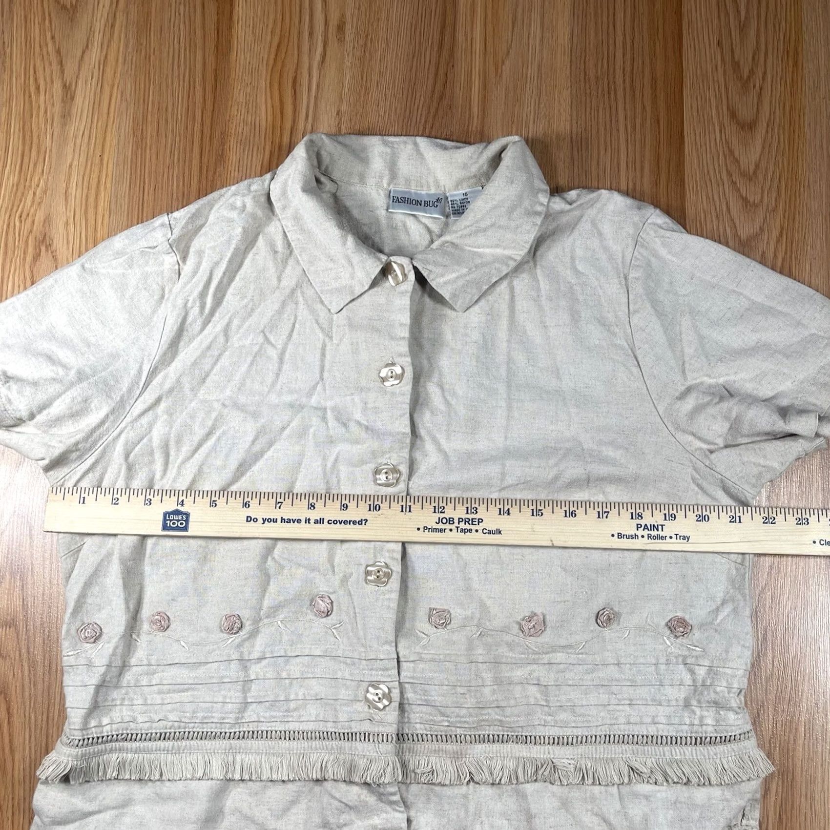 Vintage Fashion Bug Blouse Shirt Beige Linen Blend Button-Up Size 16 Womens Casual Shirt Beige Linen Blend Button-Up Womens 16 Size XXL / US 16-18 / IT 52-54 - 5 Thumbnail