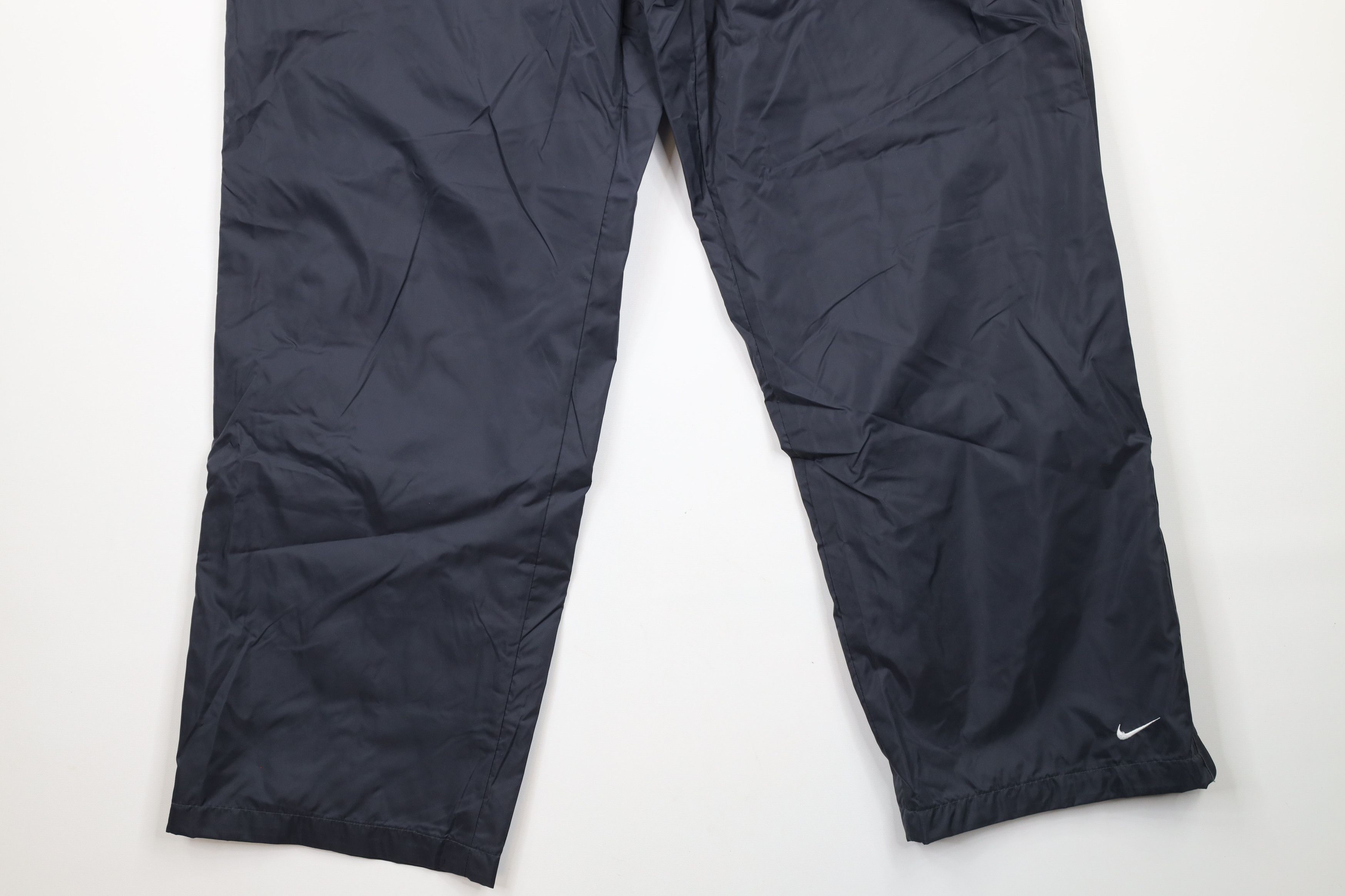 Nike × Vintage Vintage Nike Mini Swoosh Lined Wide Leg Pants Blue Nylon Size ONE SIZE - 4 Thumbnail