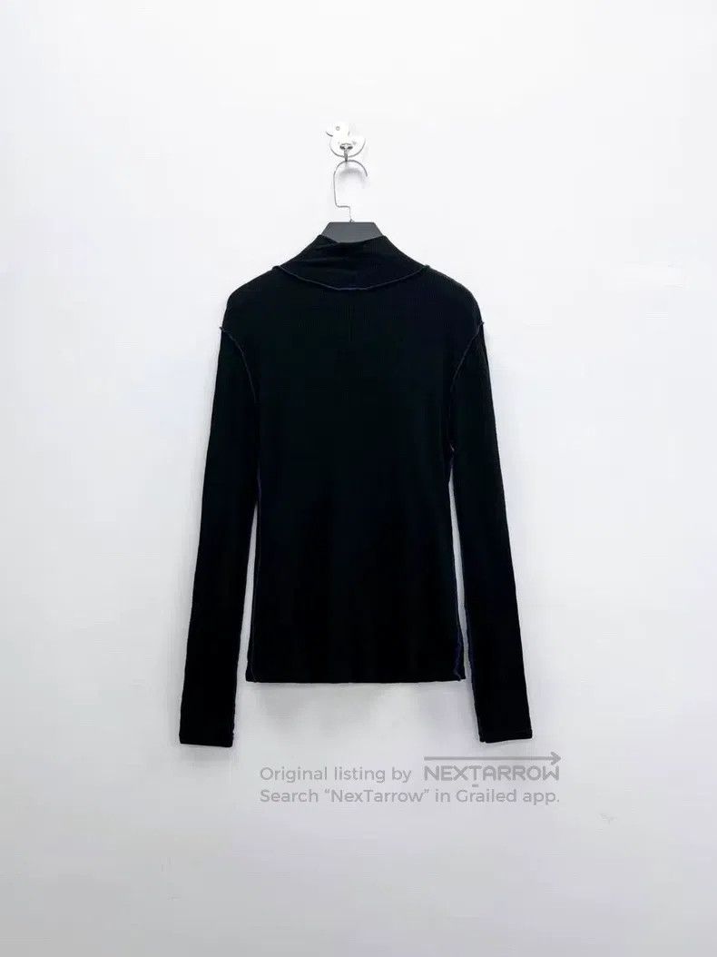 Loewe Loewe Black hem leather logo high neck ribbed knit top Size S / US 4 / IT 40 - 2 Thumbnail