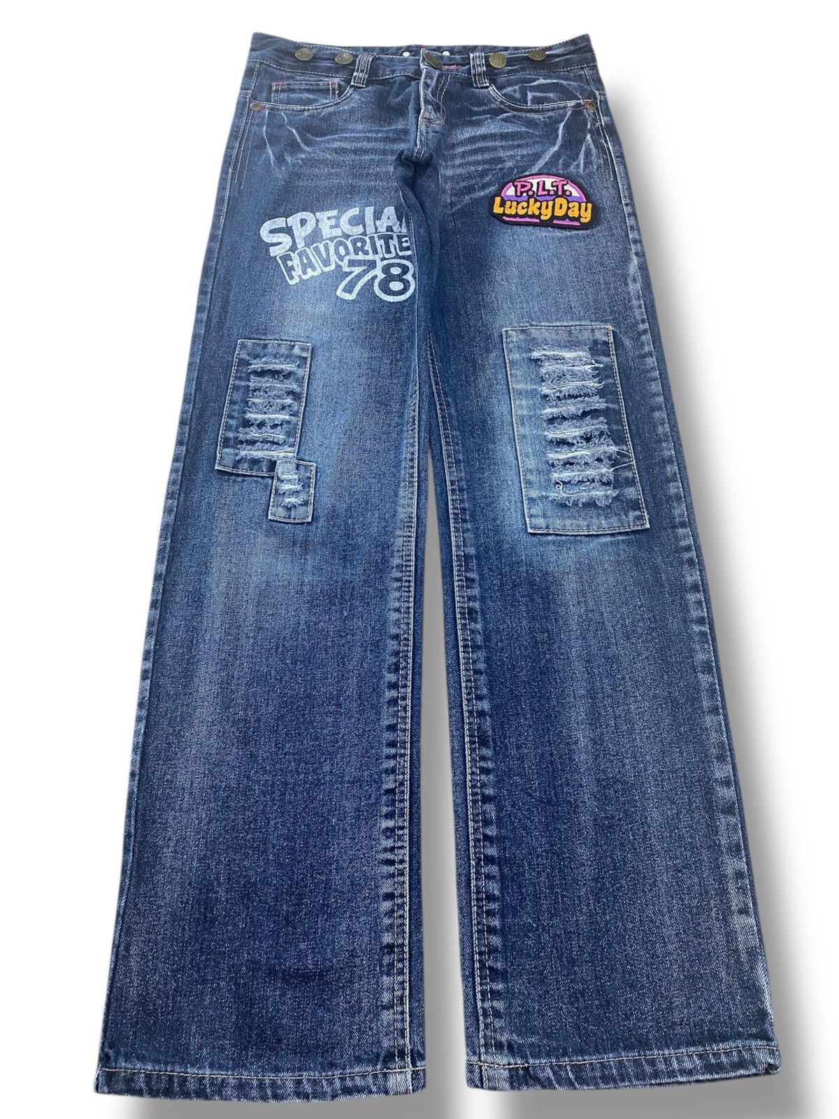 Japanese Brand Japanese Brand Blue Wash Patch Work Straight Leg Style Jeans Size US 30 / EU 46 - 1 Thumbnail