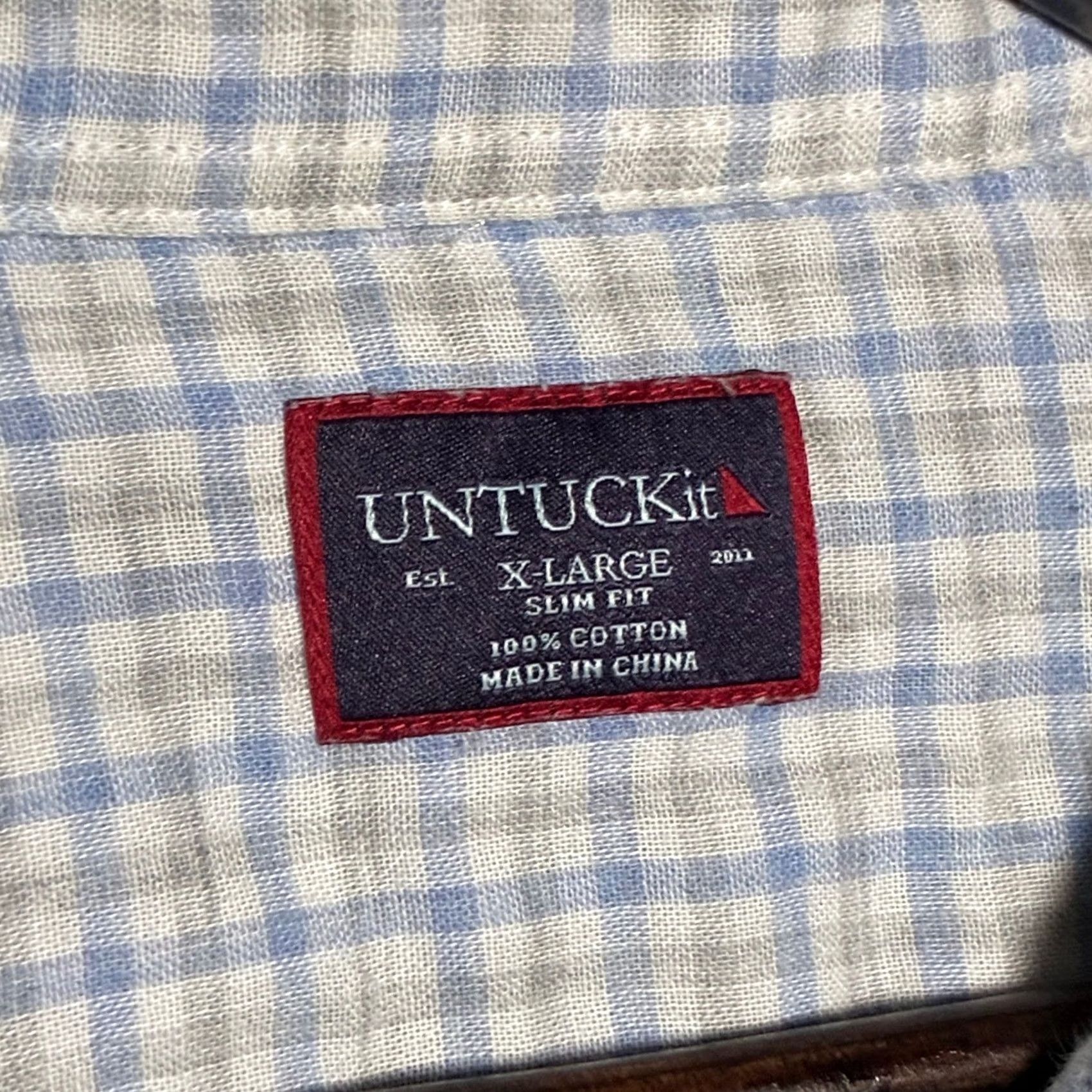 UNTUCKit UNTUCKit Gingham Check Slim Fit Button Down Shirt Mens XL Blue Grey Shirt Mens XL Blue Grey Size US XL / EU 56 / 4 - 5 Thumbnail
