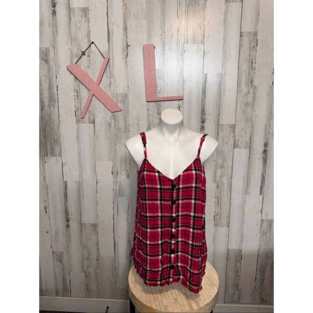 Other Torrid Red Plaid Button Front Cami Tank Top Size 1 Plus Size XL / US 12-14 / IT 48-50 - 1 Thumbnail