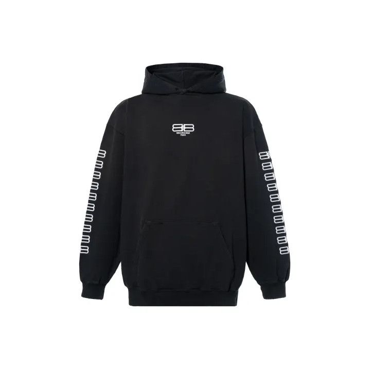 Balenciaga Balenciaga Logo Print Hooded Sweatshirt for Men Size US L / EU 52-54 / 3 - 1 Thumbnail