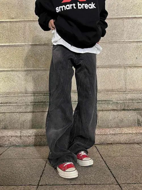 VIBE Men's washed casual straight flared jeans Size US 32 / EU 48 - 6 Thumbnail