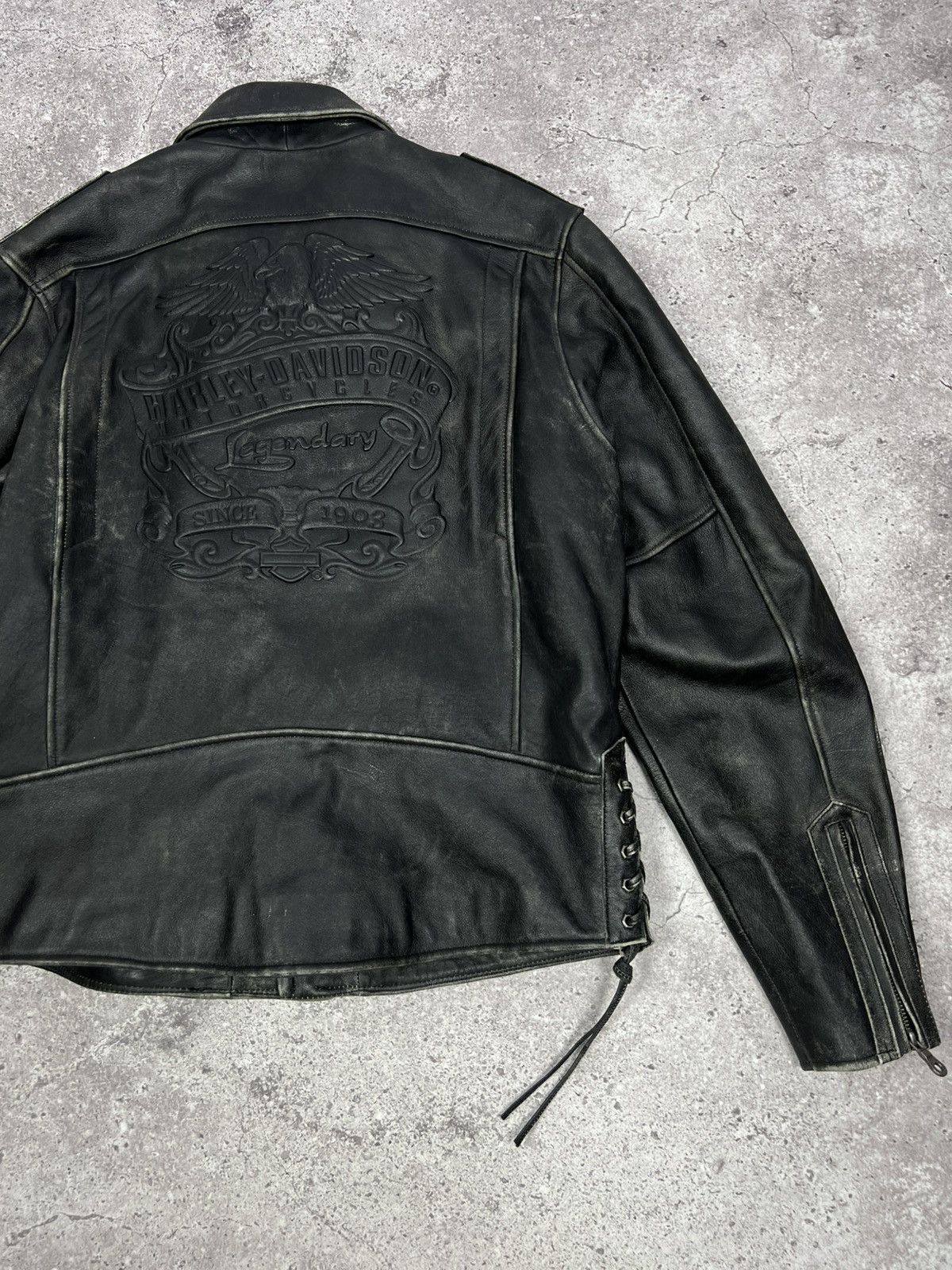 Harley Davidson CRAZY Vintage Harley Davidson Leather Motorcycle Jacket Size US L / EU 52-54 / 3 - 17 Thumbnail